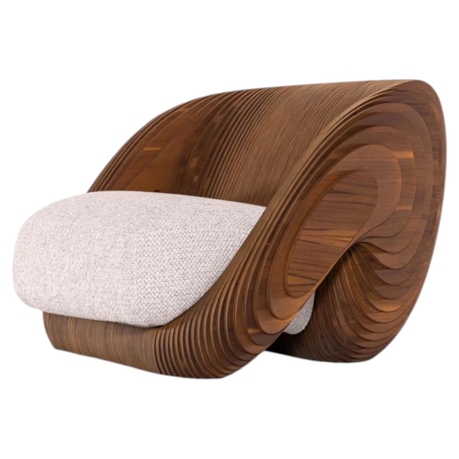 Chaise longue sculpturale en Wood, chaise d'appoint moderne, design contemporain