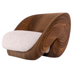 Sculptural Wood Lounge Chair, Modern Statement Accent Chair, Contemporary Design