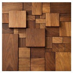 Panel escultórico de madera de nogal macizo, arte geométrico abstracto para pared