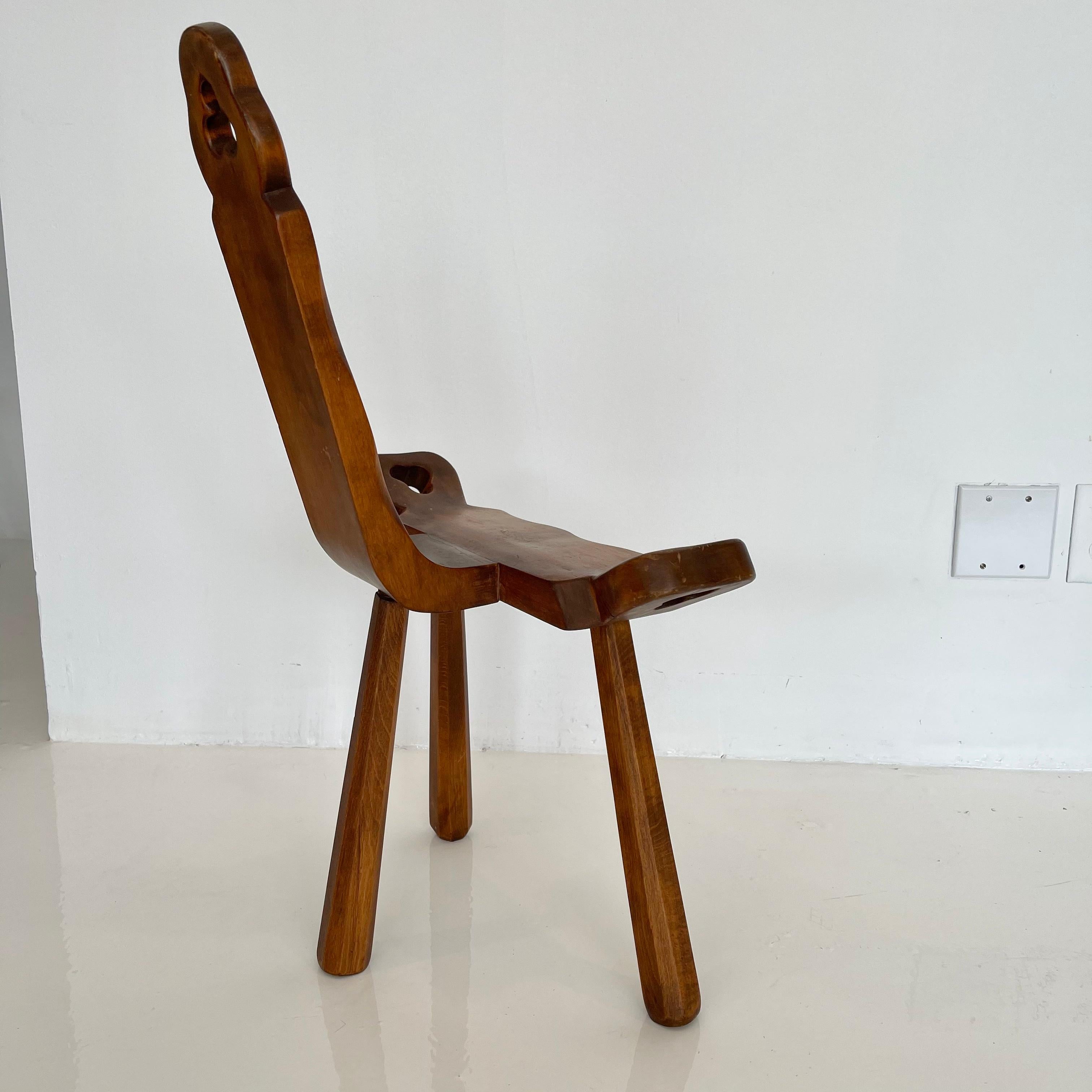 Spanish Sculptural Wood Tripod Chair