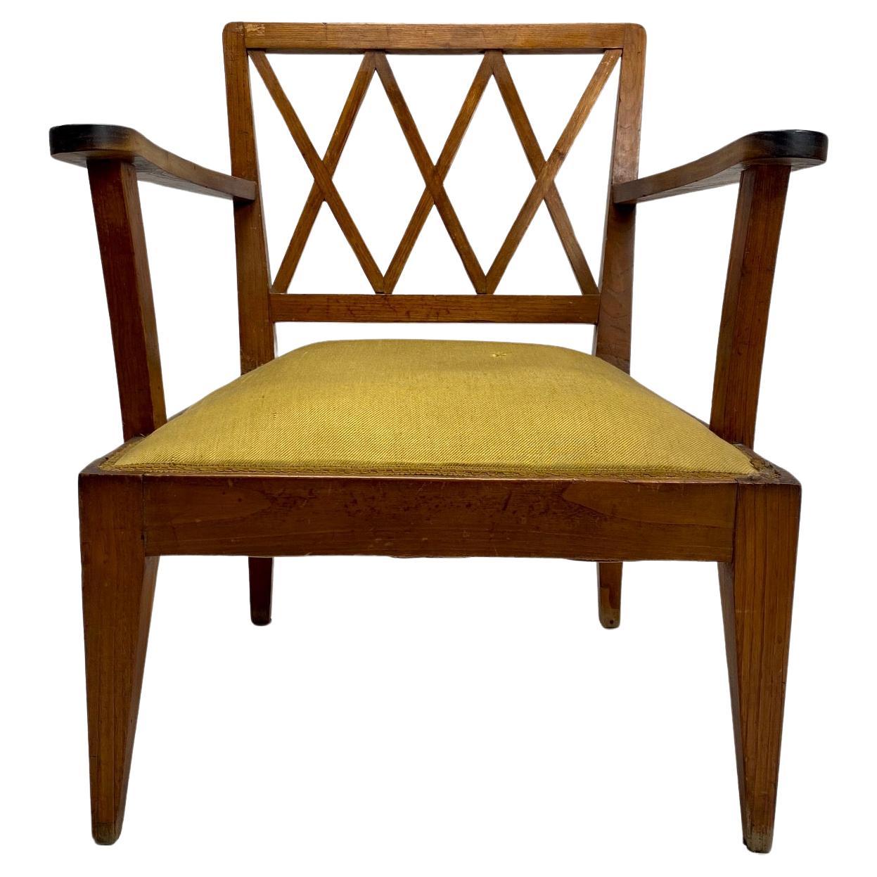 Sculptural wooden Armchair, Gio Ponti Style, Italy, 1930s For Sale