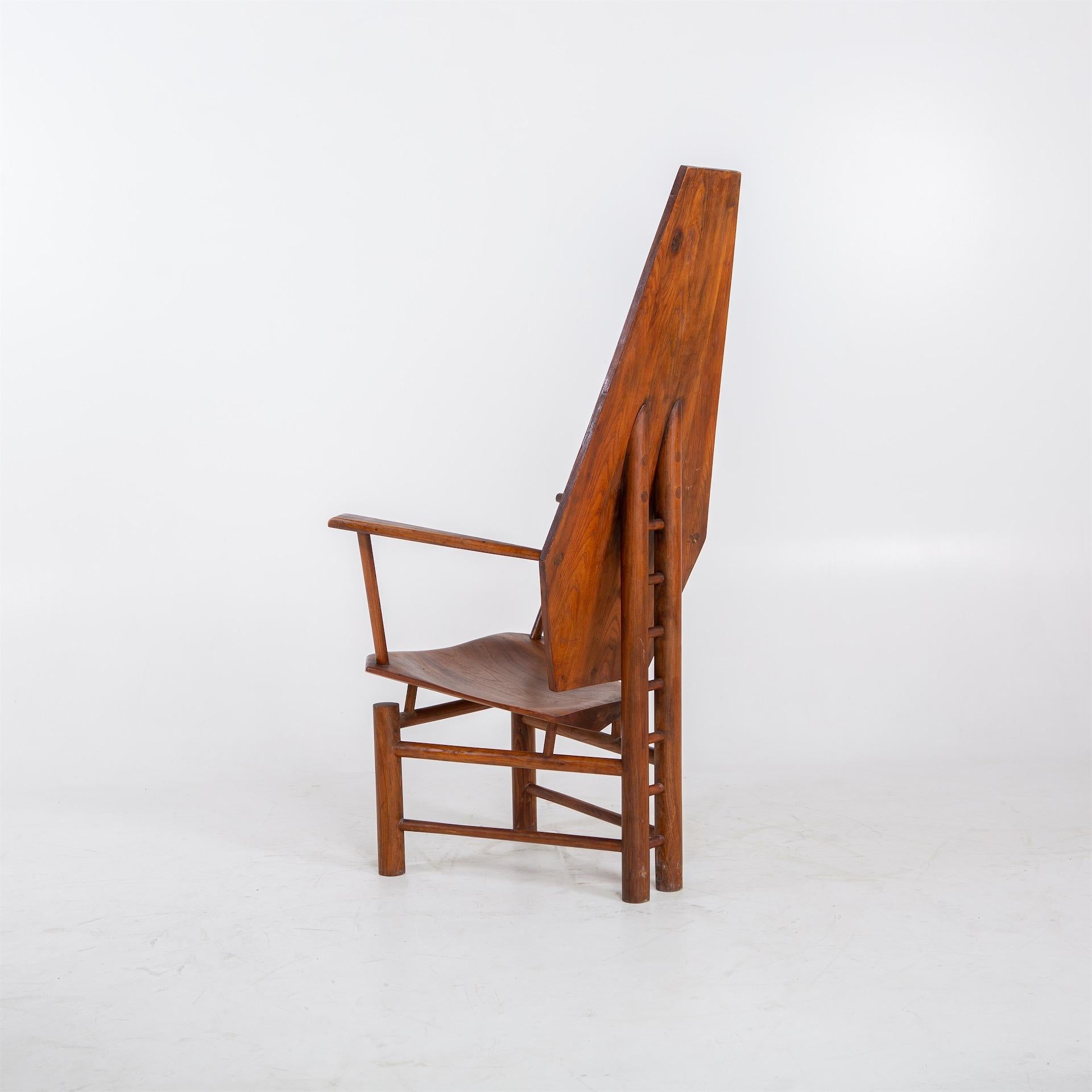 Sculptural Wooden Armchair, Mid-20th Century 5