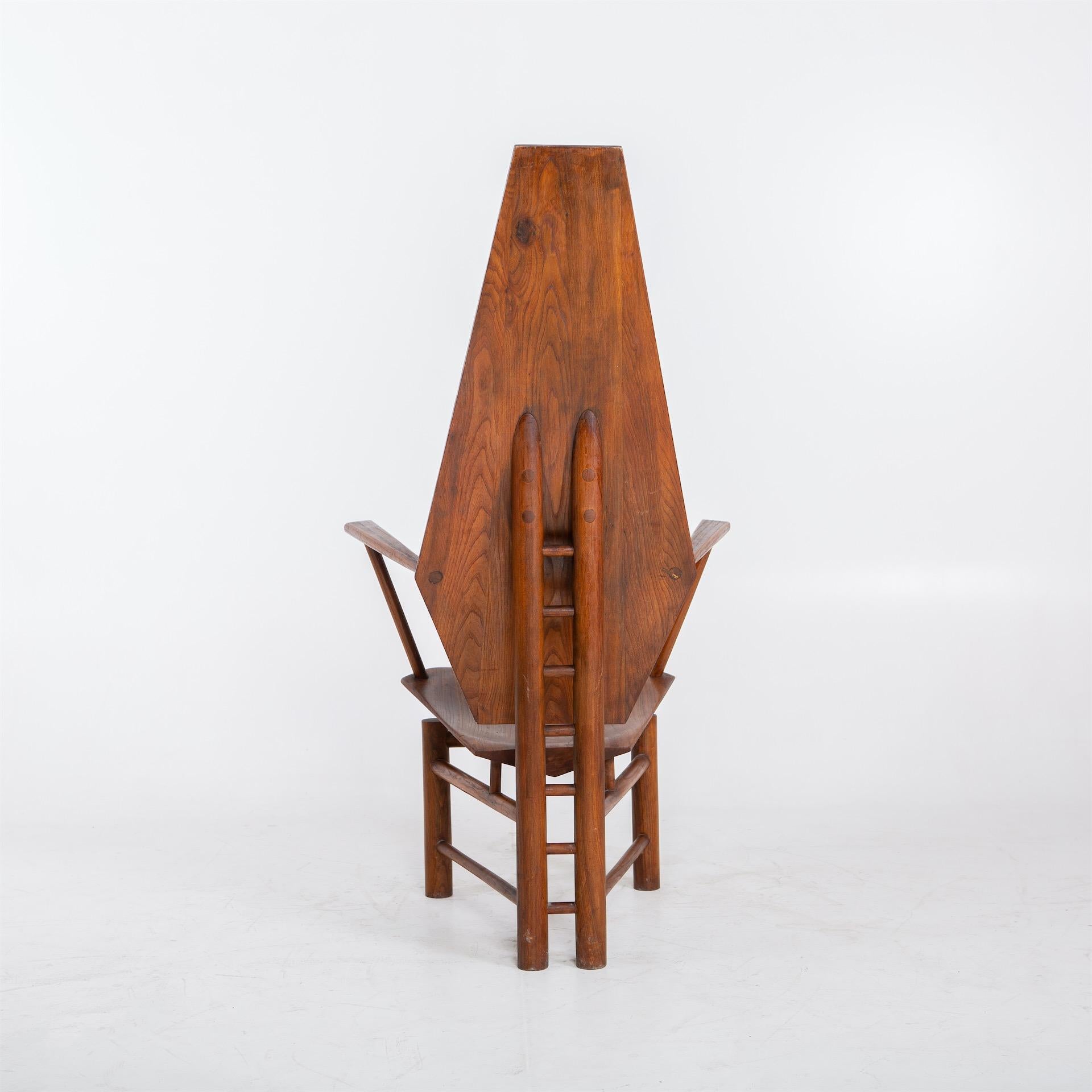 Sculptural Wooden Armchair, Mid-20th Century 6