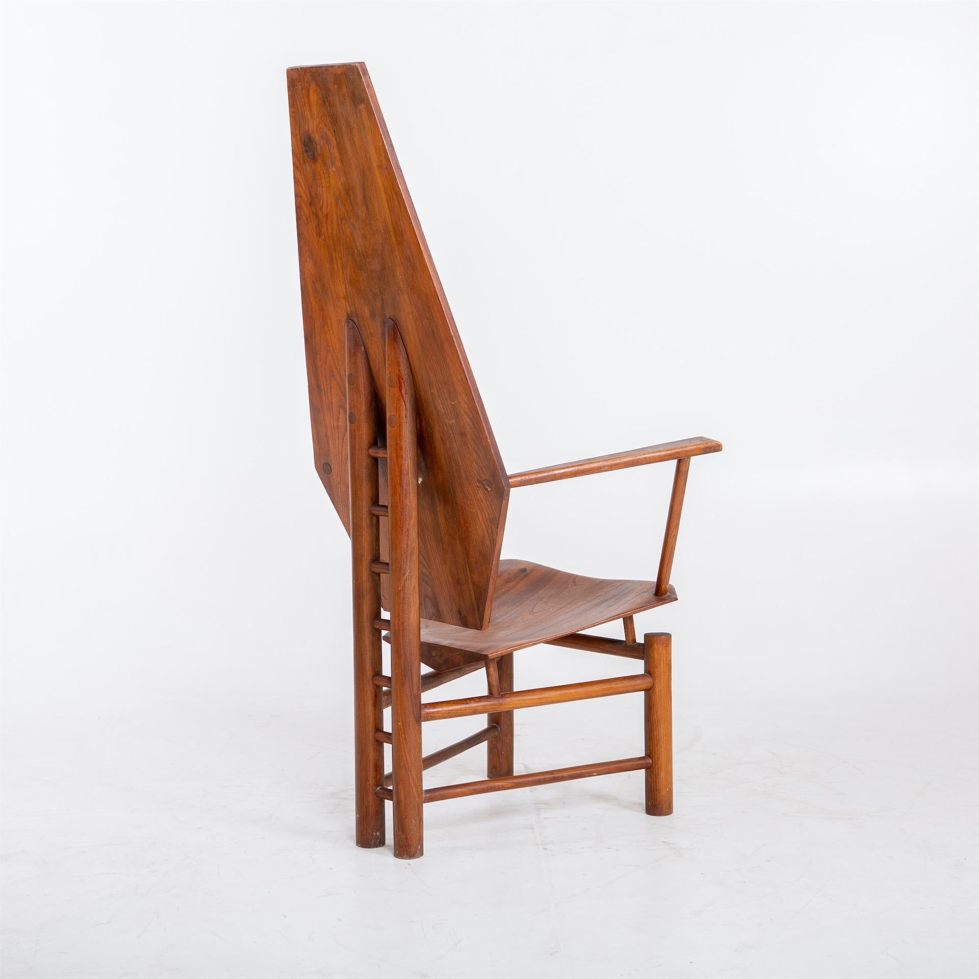 Sculptural Wooden Armchair, Mid-20th Century 9