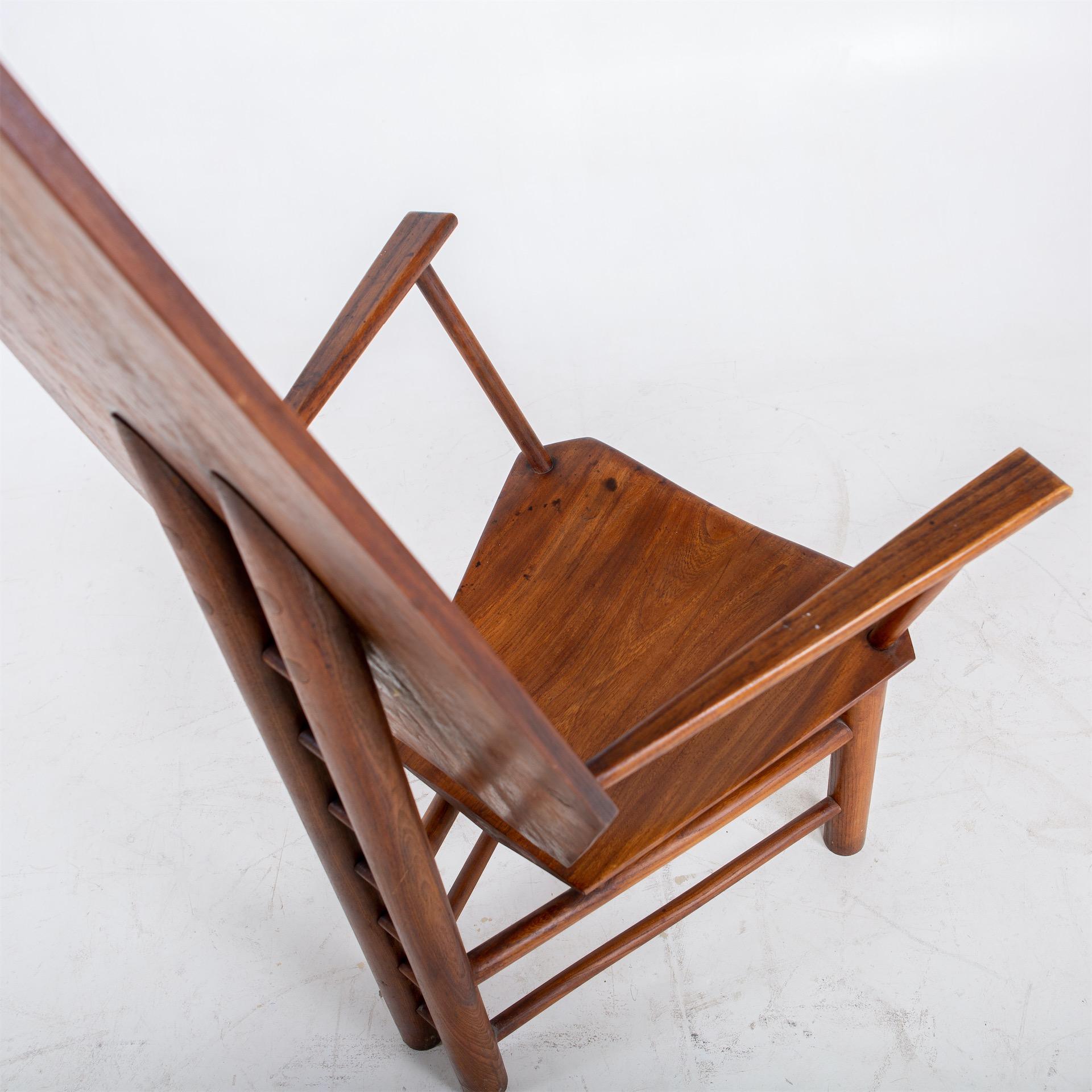 Sculptural Wooden Armchair, Mid-20th Century 10