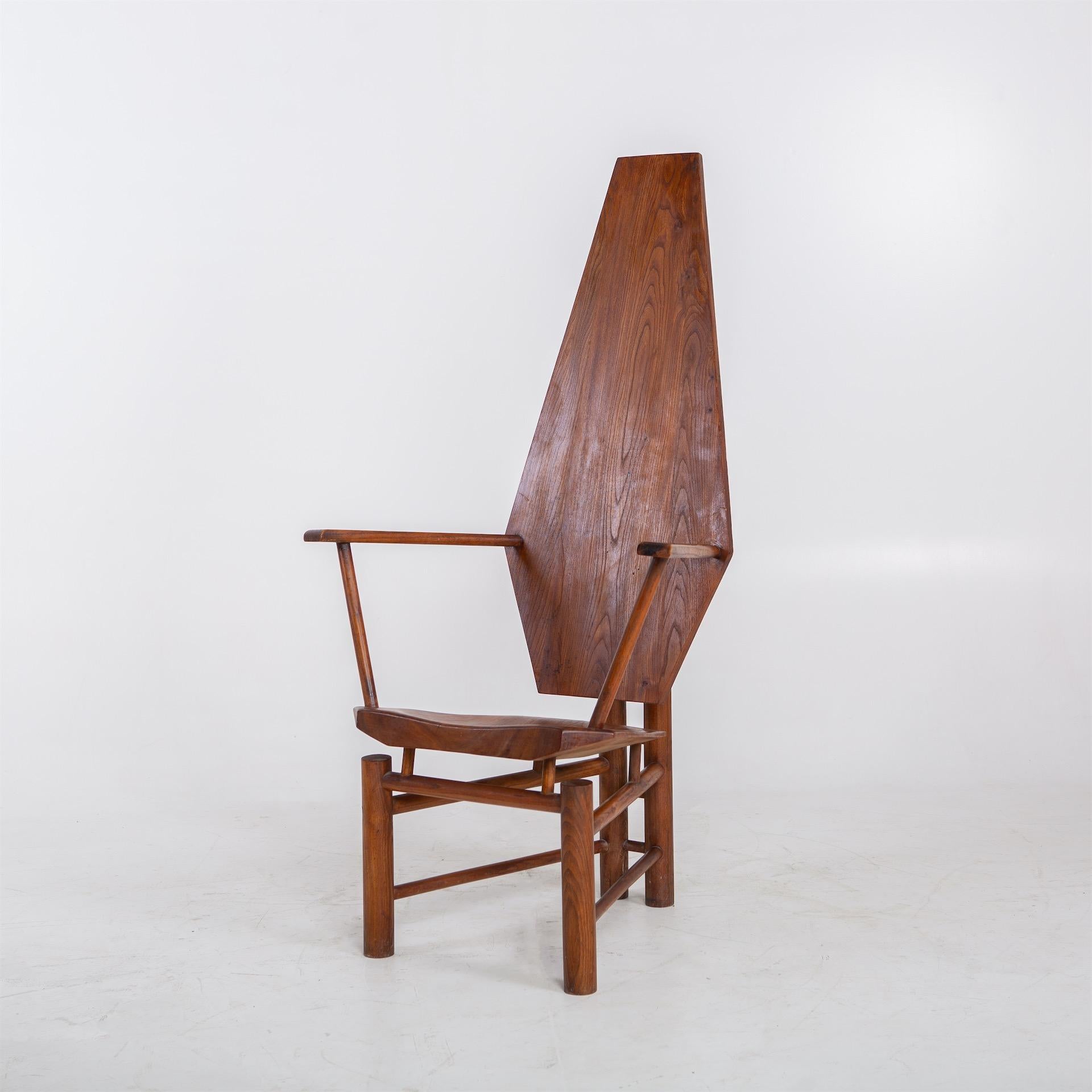 Mid-Century Modern Sculptural Wooden Armchair, Mid-20th Century