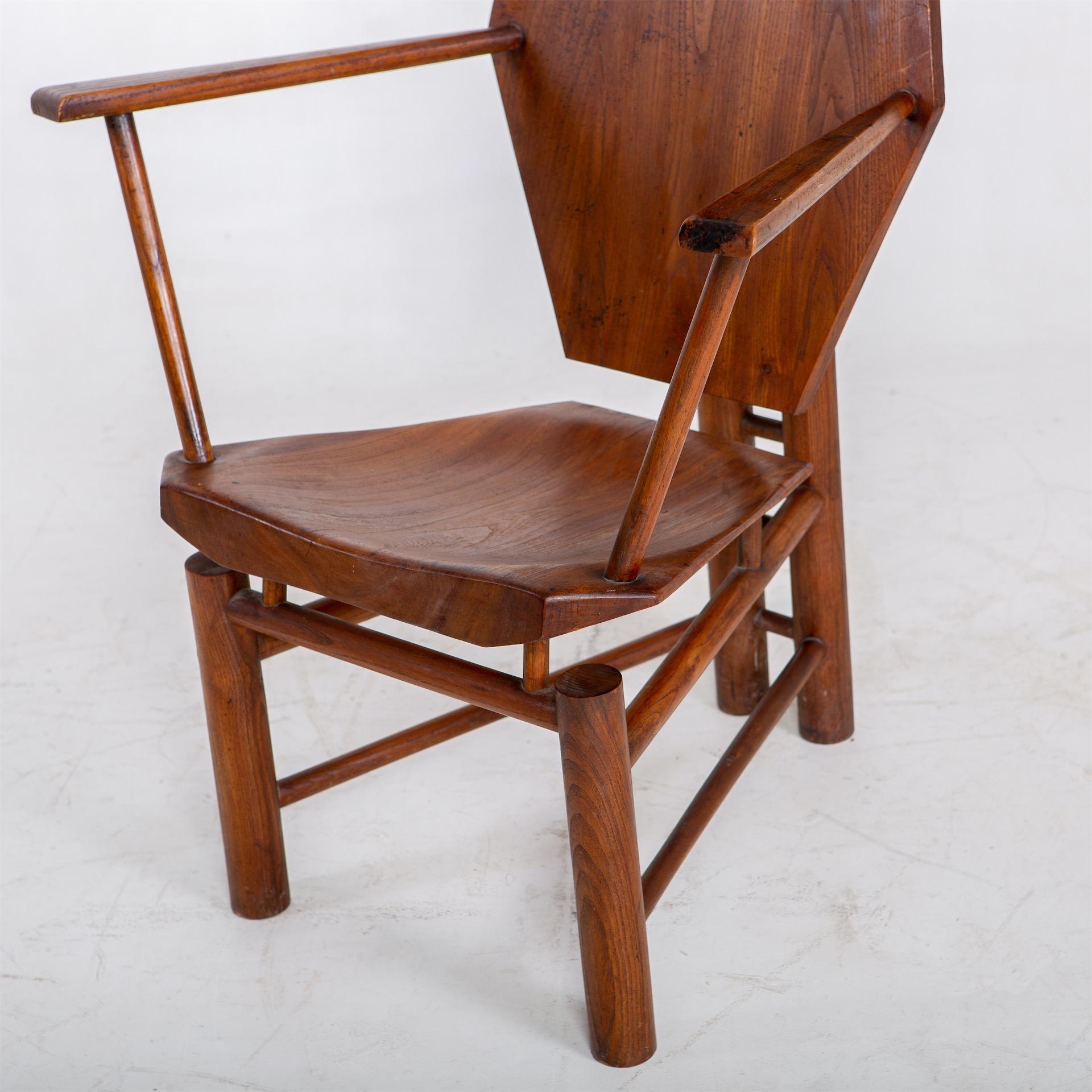 Sculptural Wooden Armchair, Mid-20th Century In Good Condition In Greding, DE