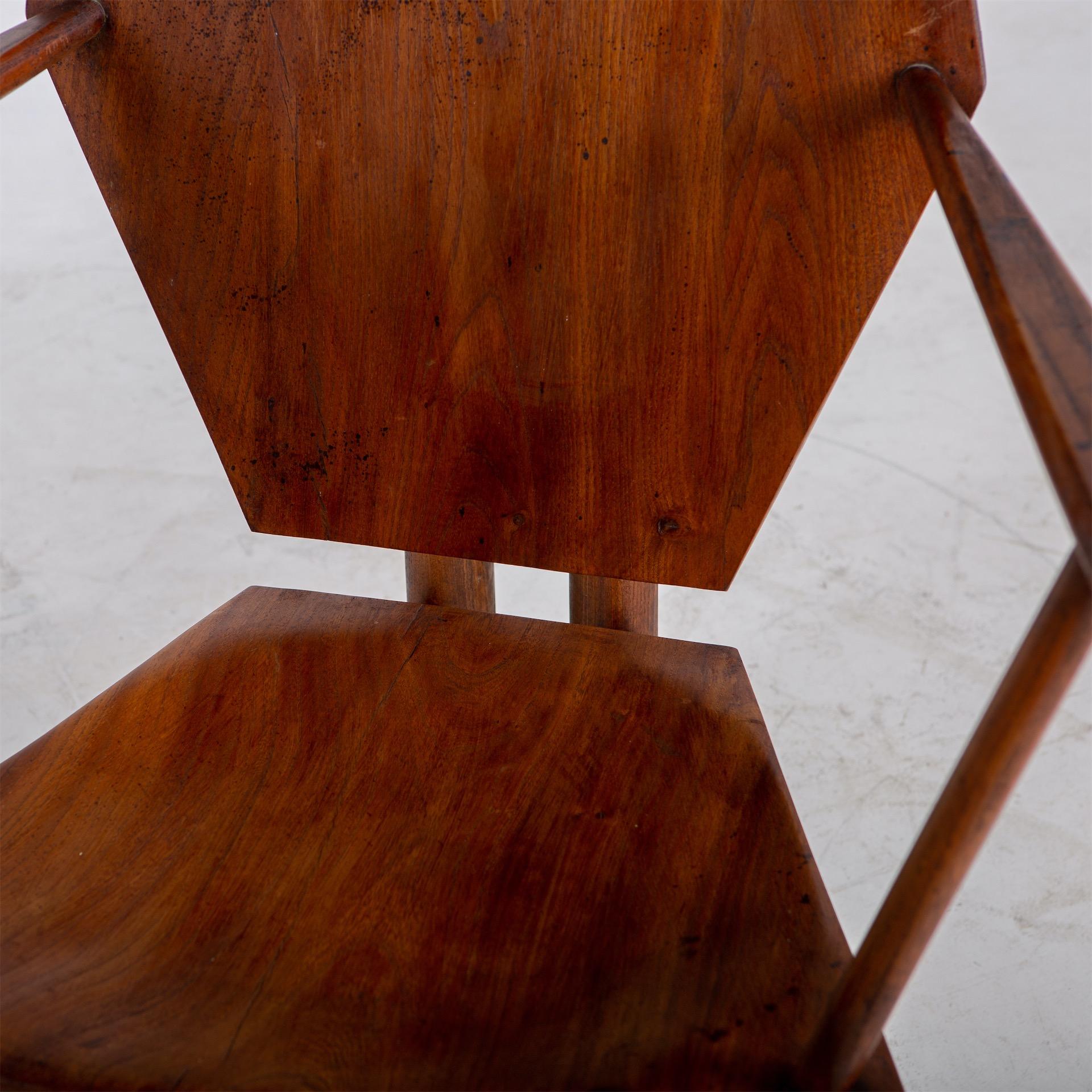 Sculptural Wooden Armchair, Mid-20th Century 1