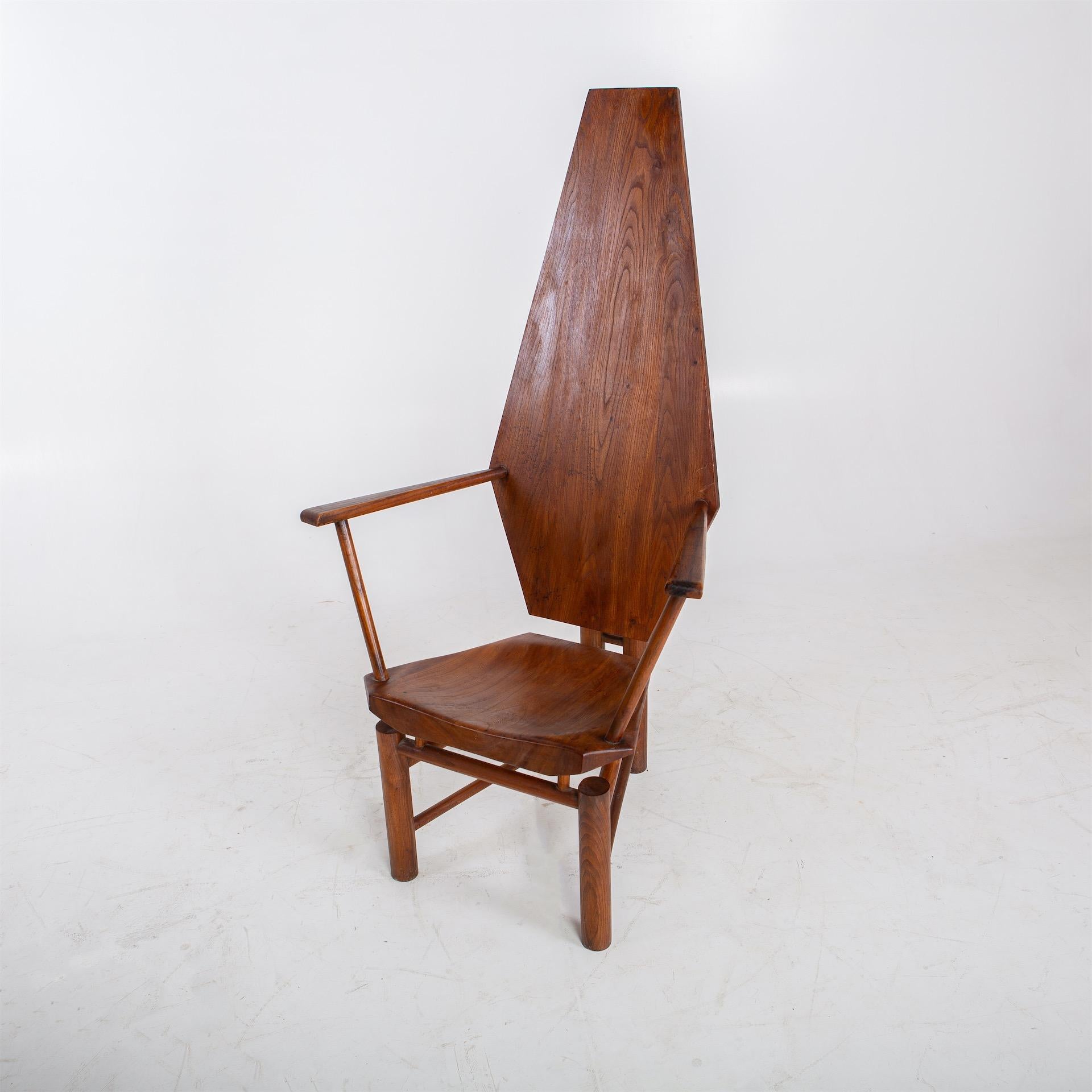 Sculptural Wooden Armchair, Mid-20th Century 3