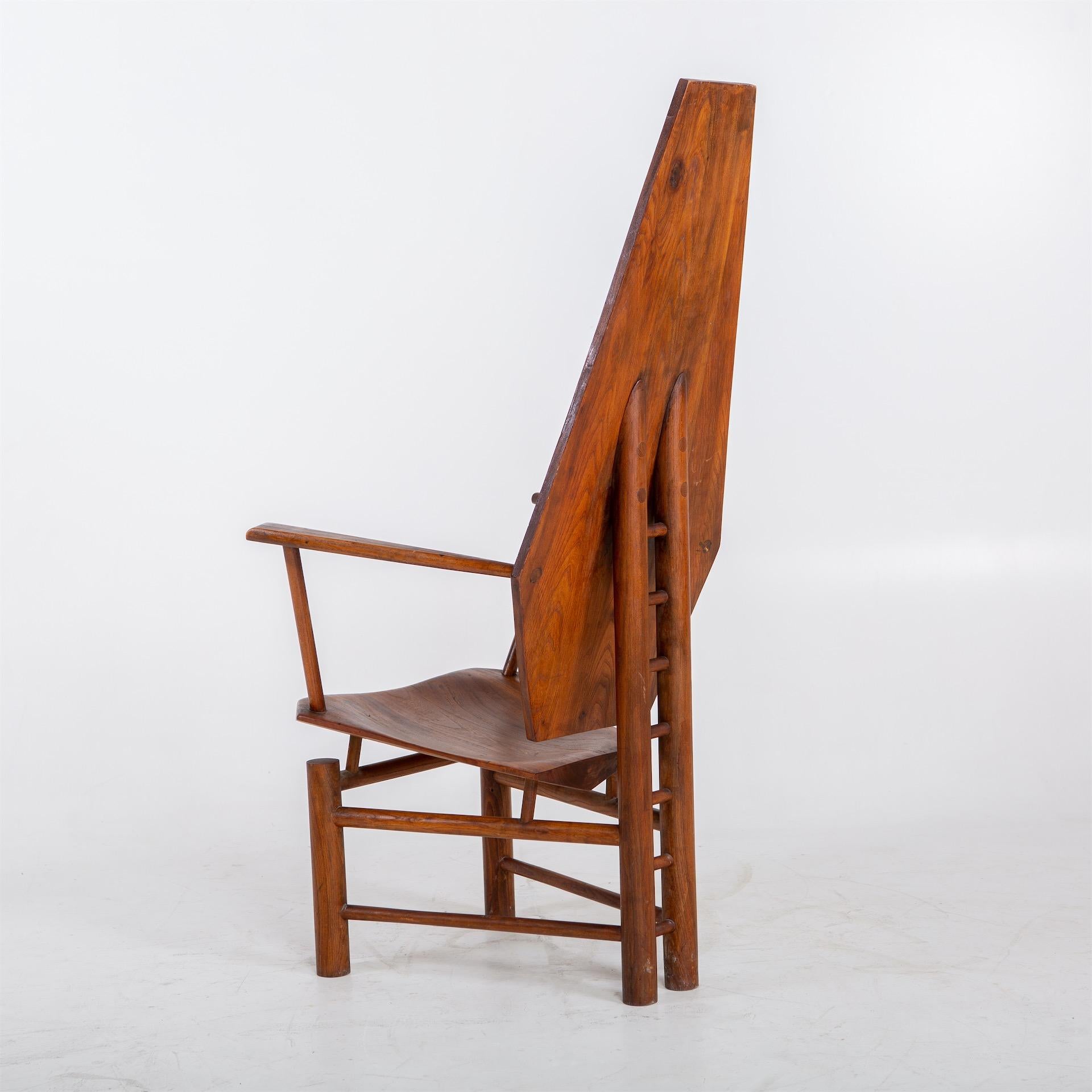 Sculptural Wooden Armchair, Mid-20th Century 4