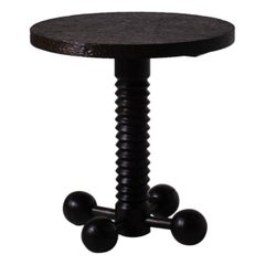 Sculptural Wooden Bistro Table in Solid Oak, France 1940s