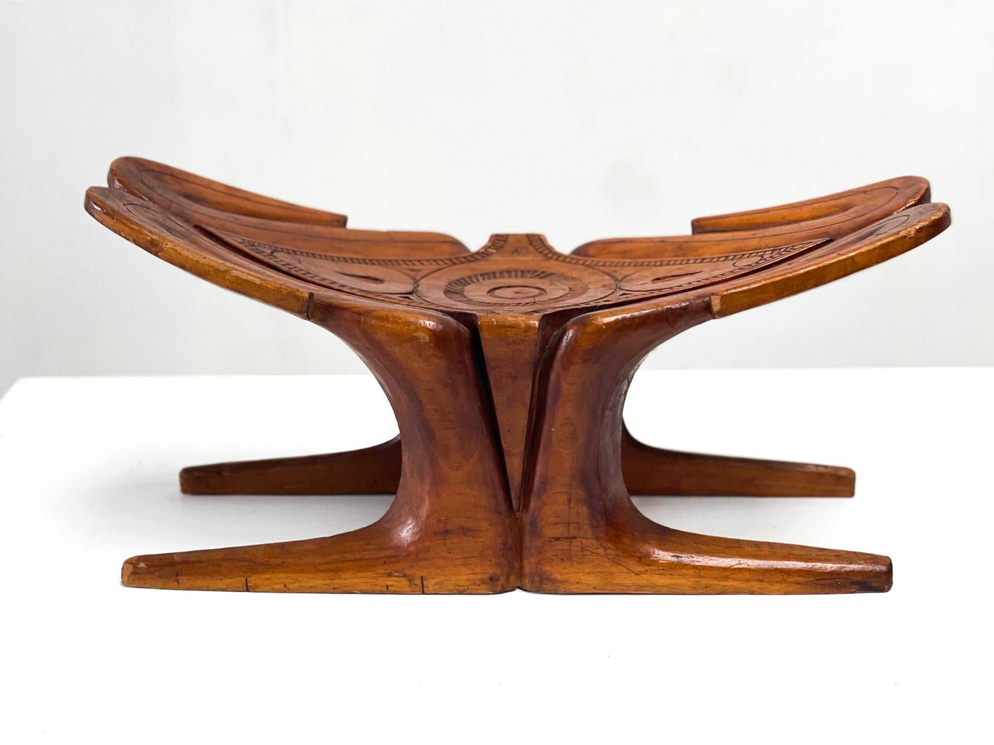 Sculptural wooden carved stool For Sale 1