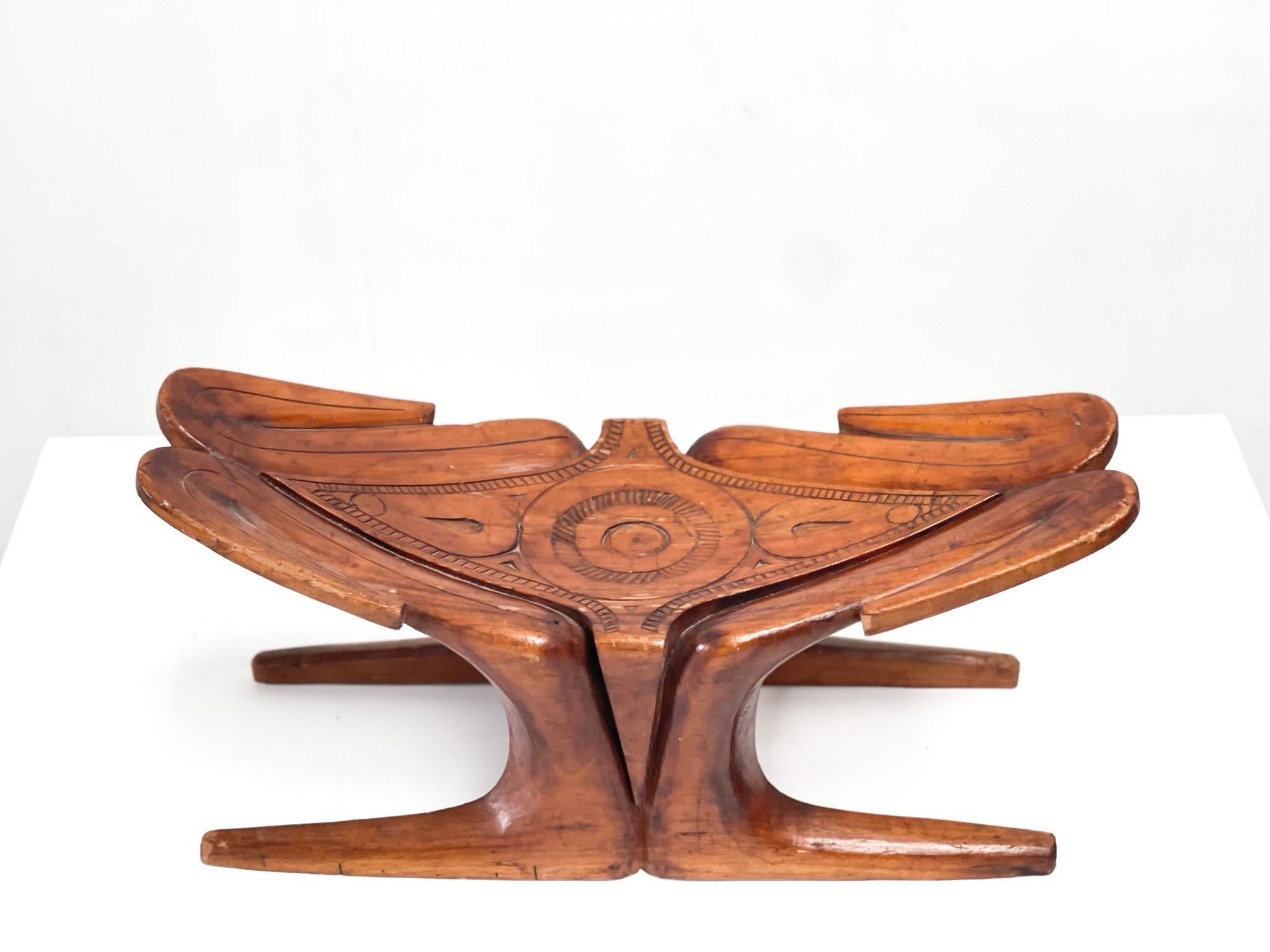 Sculptural wooden carved stool For Sale 2