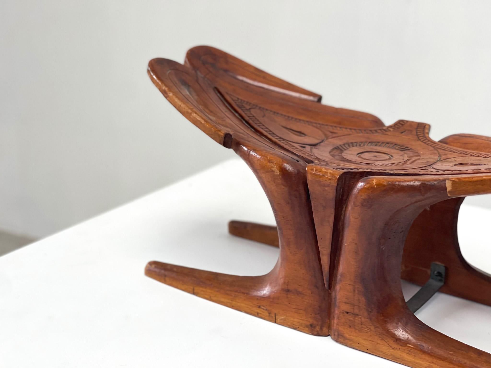 Sculptural wooden carved stool For Sale 3