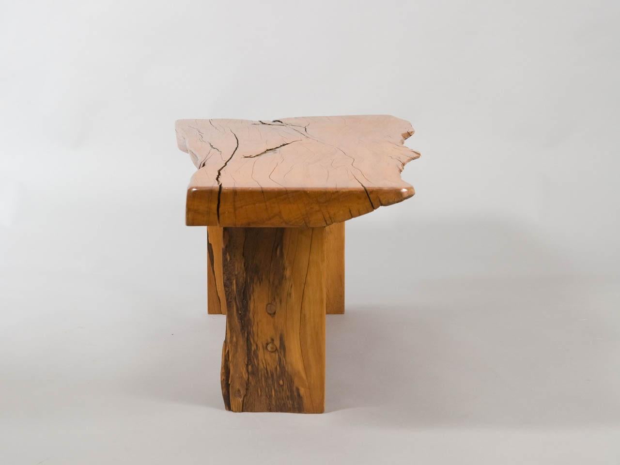 Mid-Century Modern Sculptural Wooden Coffee Table or Bench