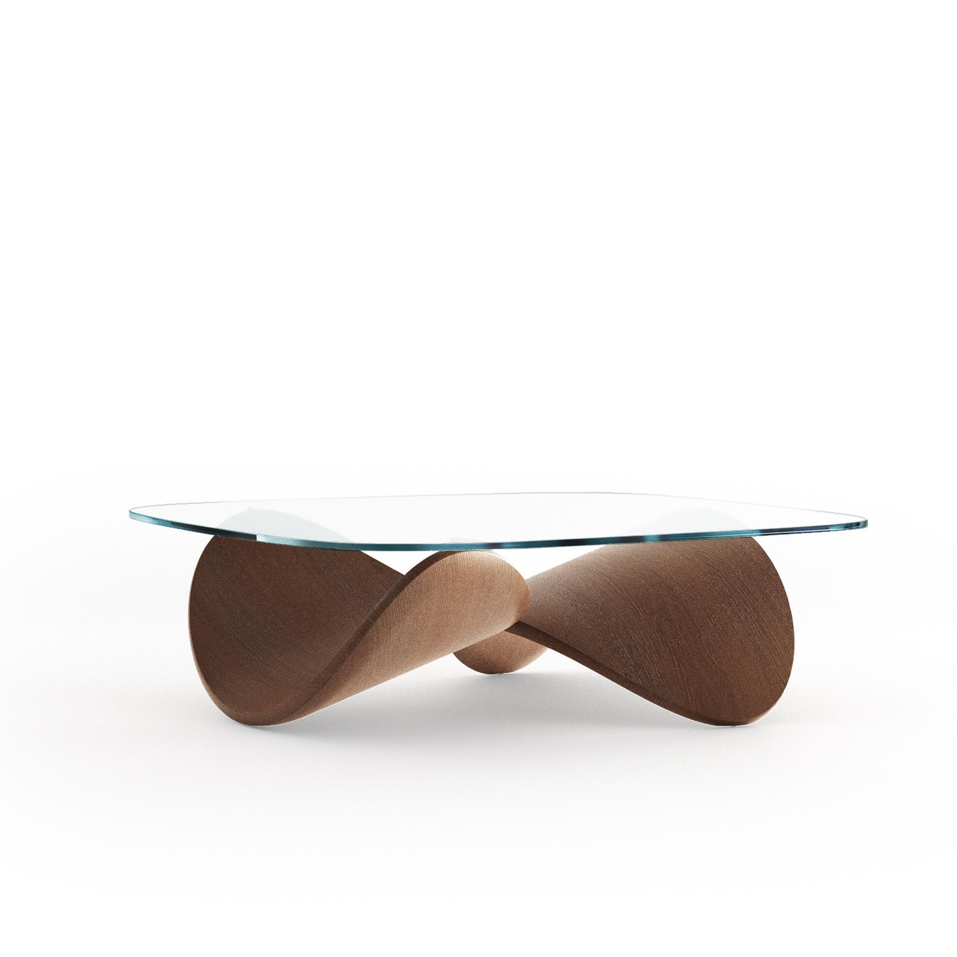 Sculptural Wooden Coffee Table in Brown Stained Ash, Italy In New Condition For Sale In Milano, IT