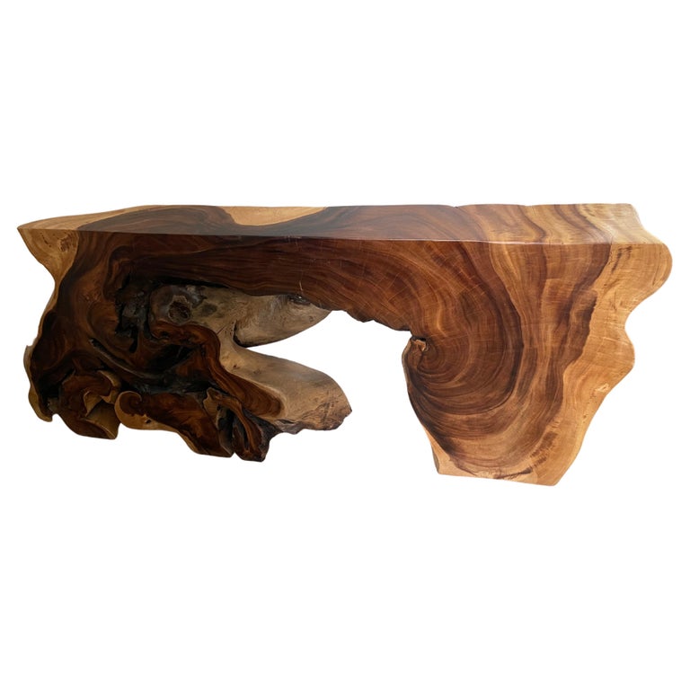 Sculptural Wooden Console For Sale
