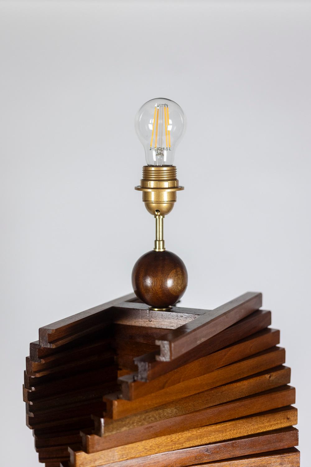 Sculptural wooden lamp base. 1980s For Sale 4