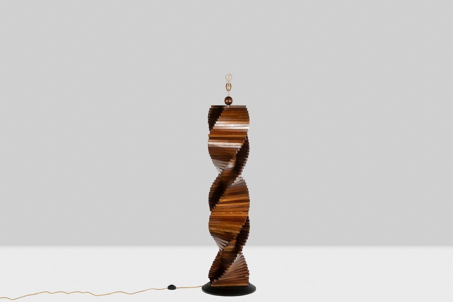 Sculptural wooden lamp base. 1980s For Sale 2