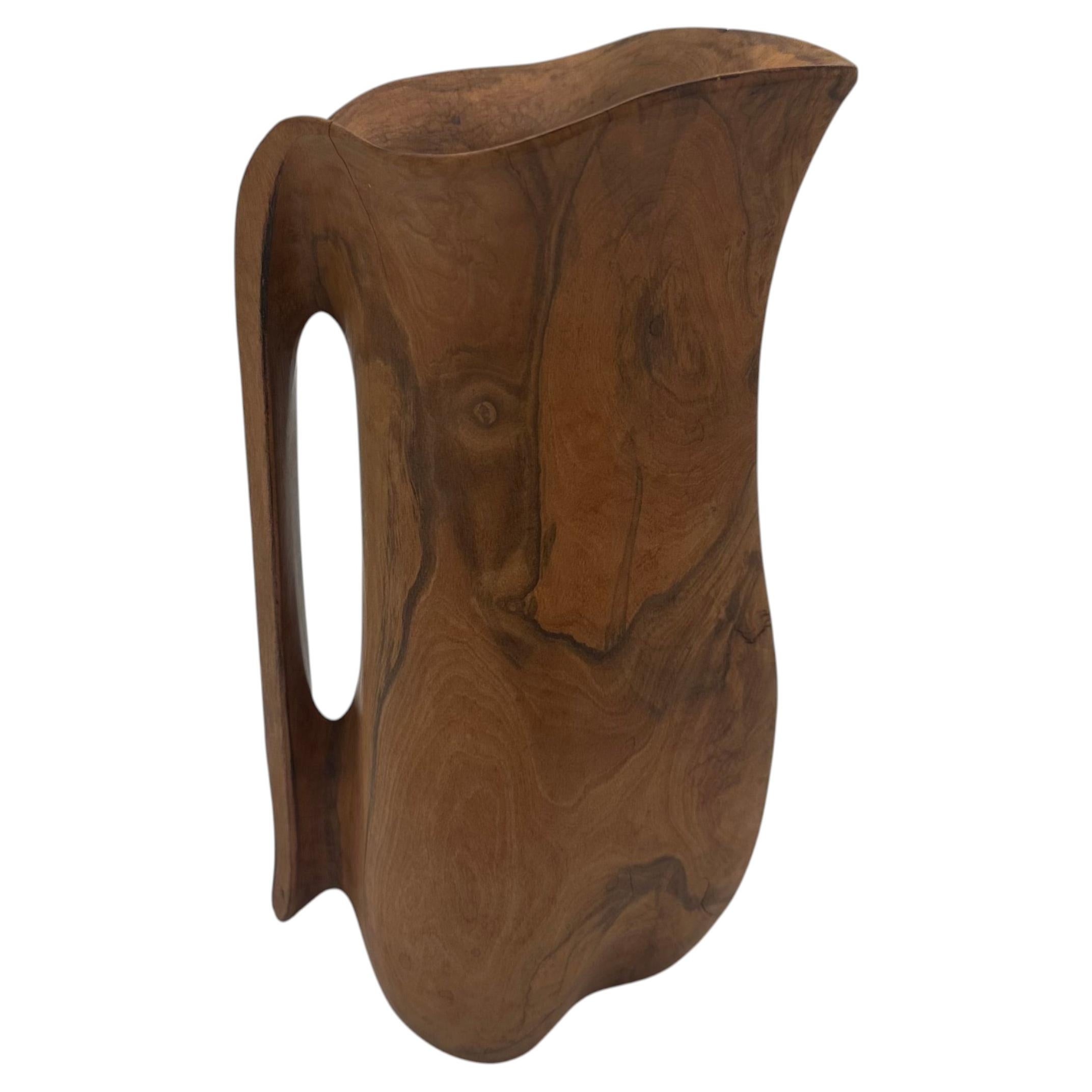 Sculptural wooden pitcher in the style of Alexandre Noll – French work, 1950s For Sale