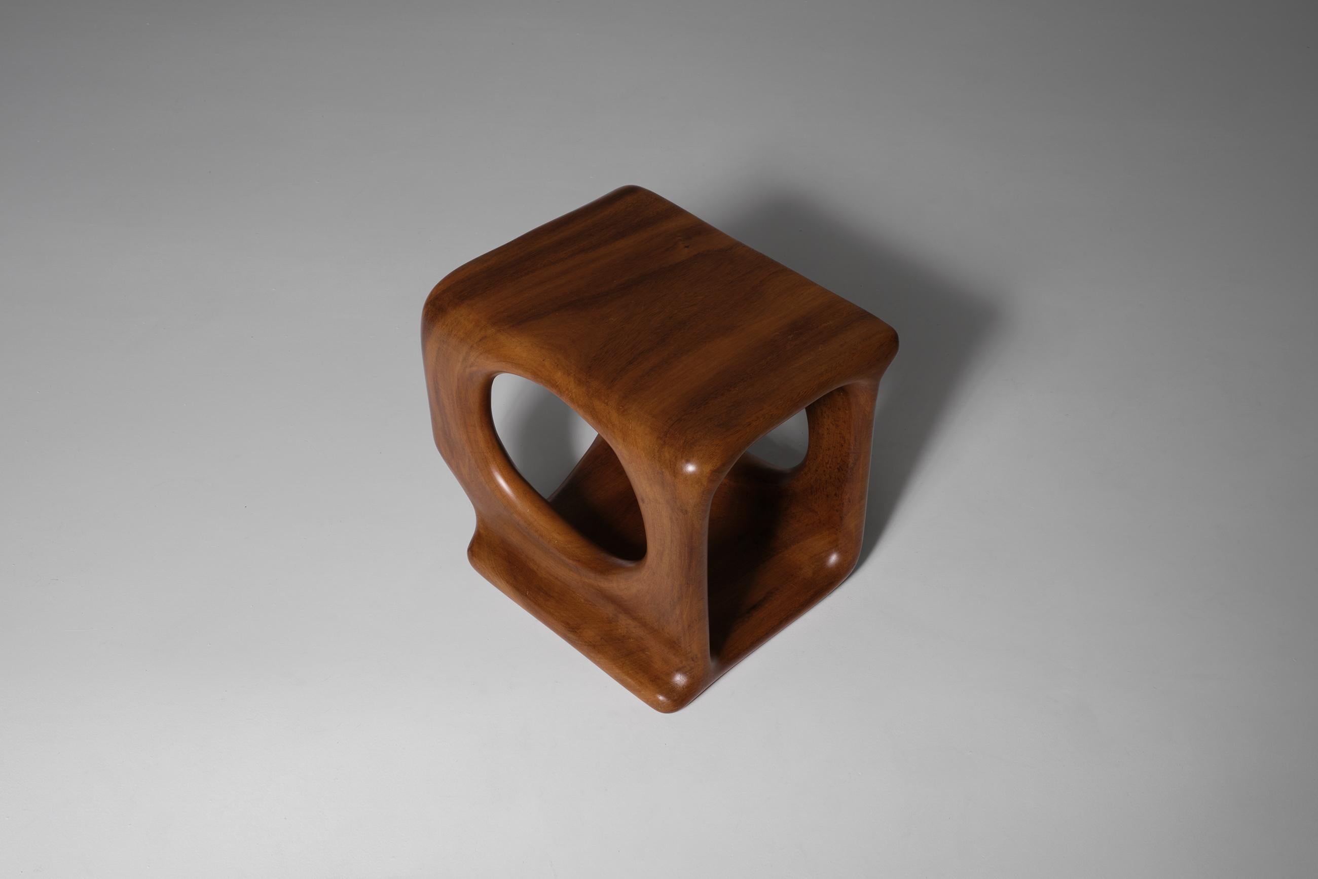 Sculptural Wooden Side Table, 1970’s 1