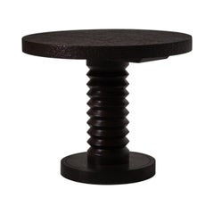 Sculptural wooden side table in solid Oak, France 1940s