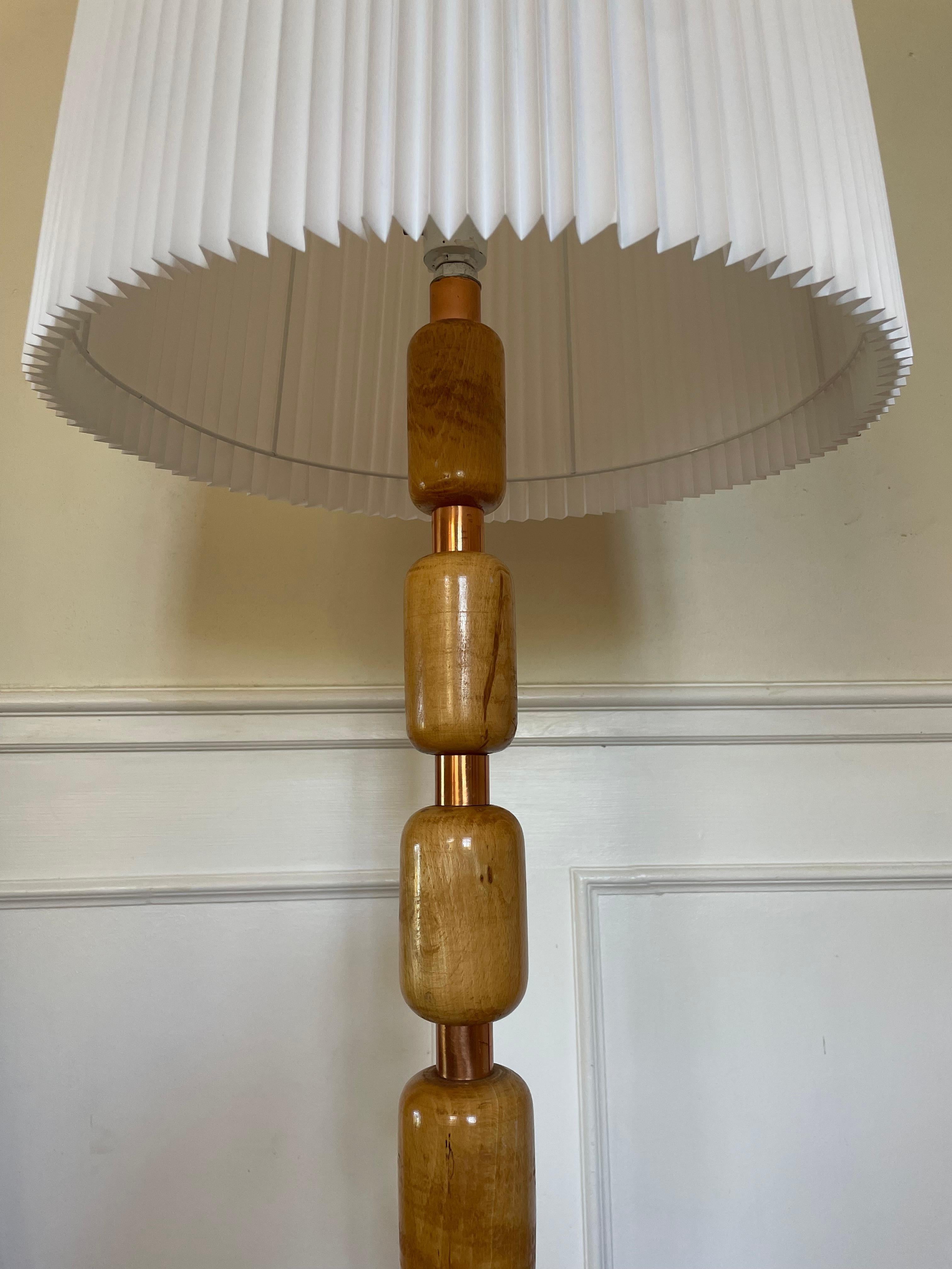 Hand-Crafted Sculptural Wooden Swedish Modern Floor Lamp, 1950s
