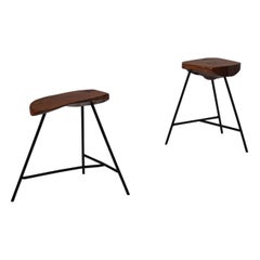 Sculptural Wooden Tree Slab Side Tables, France 1950s