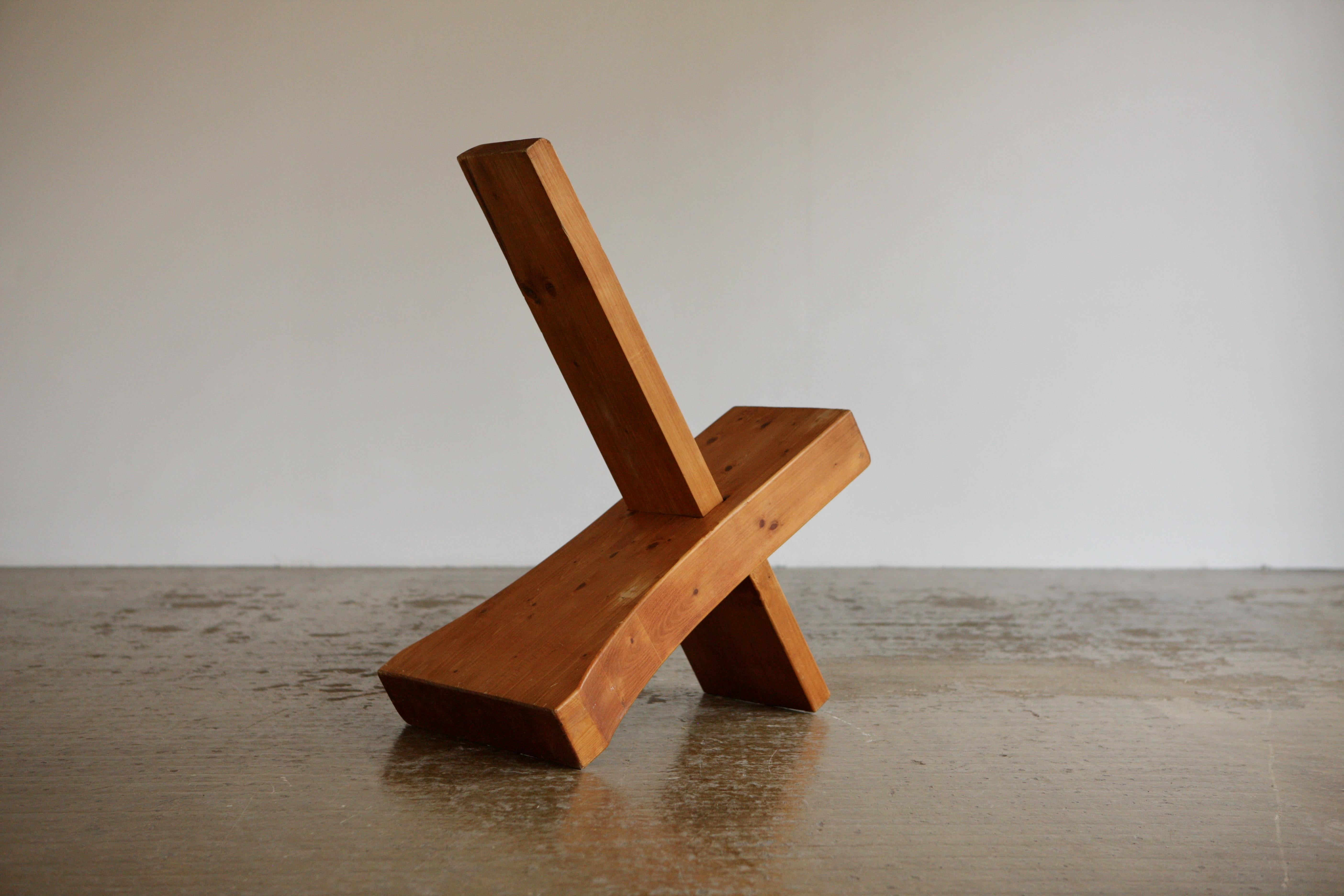 Mid-Century Modern Sculptural Wooden Two Piece Chair