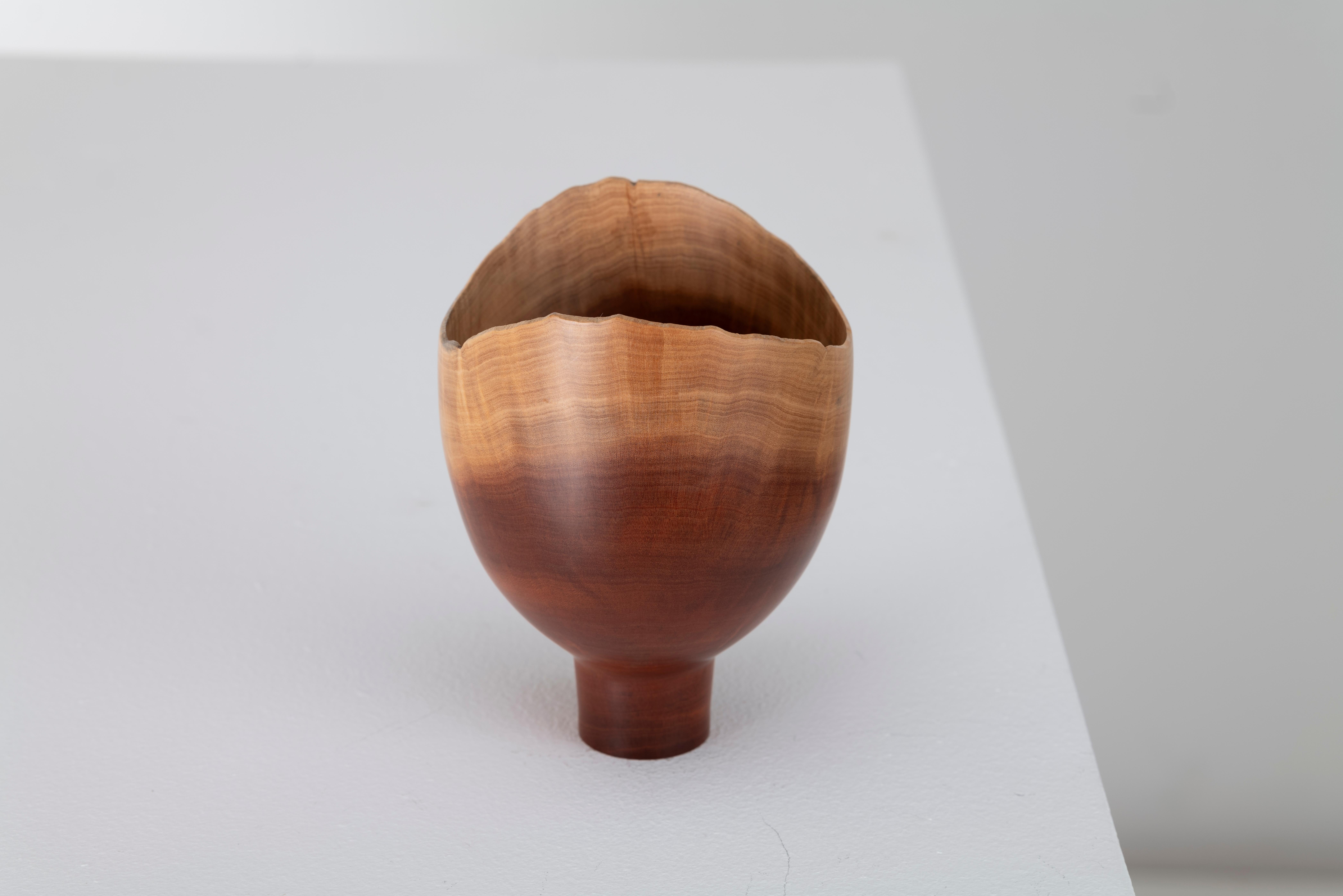 Turned Sculptural Wooden Vase by Master Craftsman Ray Key in Pink Ivory 1990s Signed For Sale