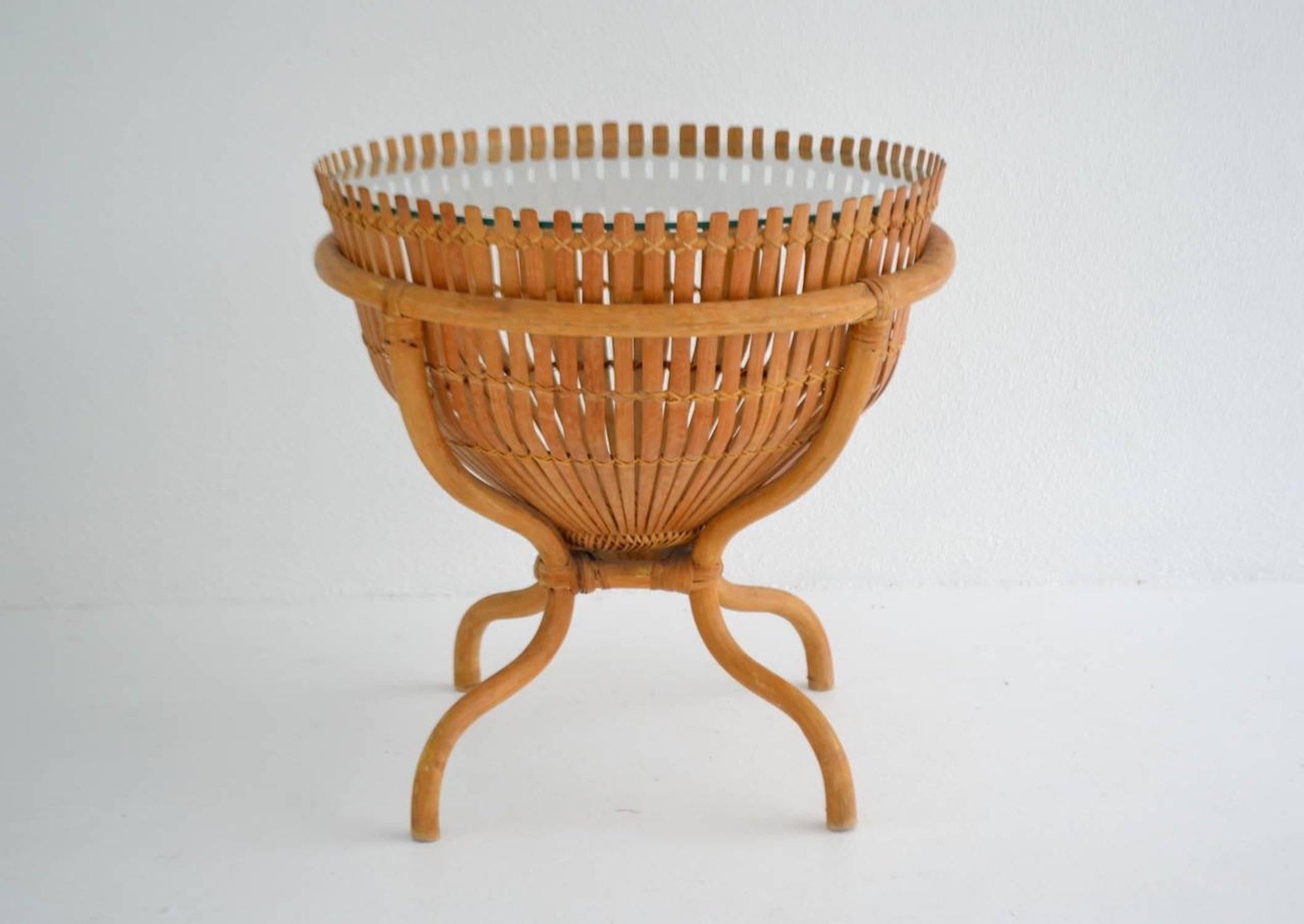 Sculptural Woven Rattan Side Table 2