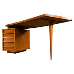 Sculptural Writing Desk att. to Joaquim Tenreiro, Brazilian Hardwood, 1950s