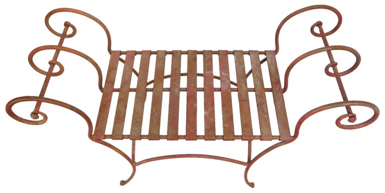 North American Sculptural Wrought Iron Bench For Sale