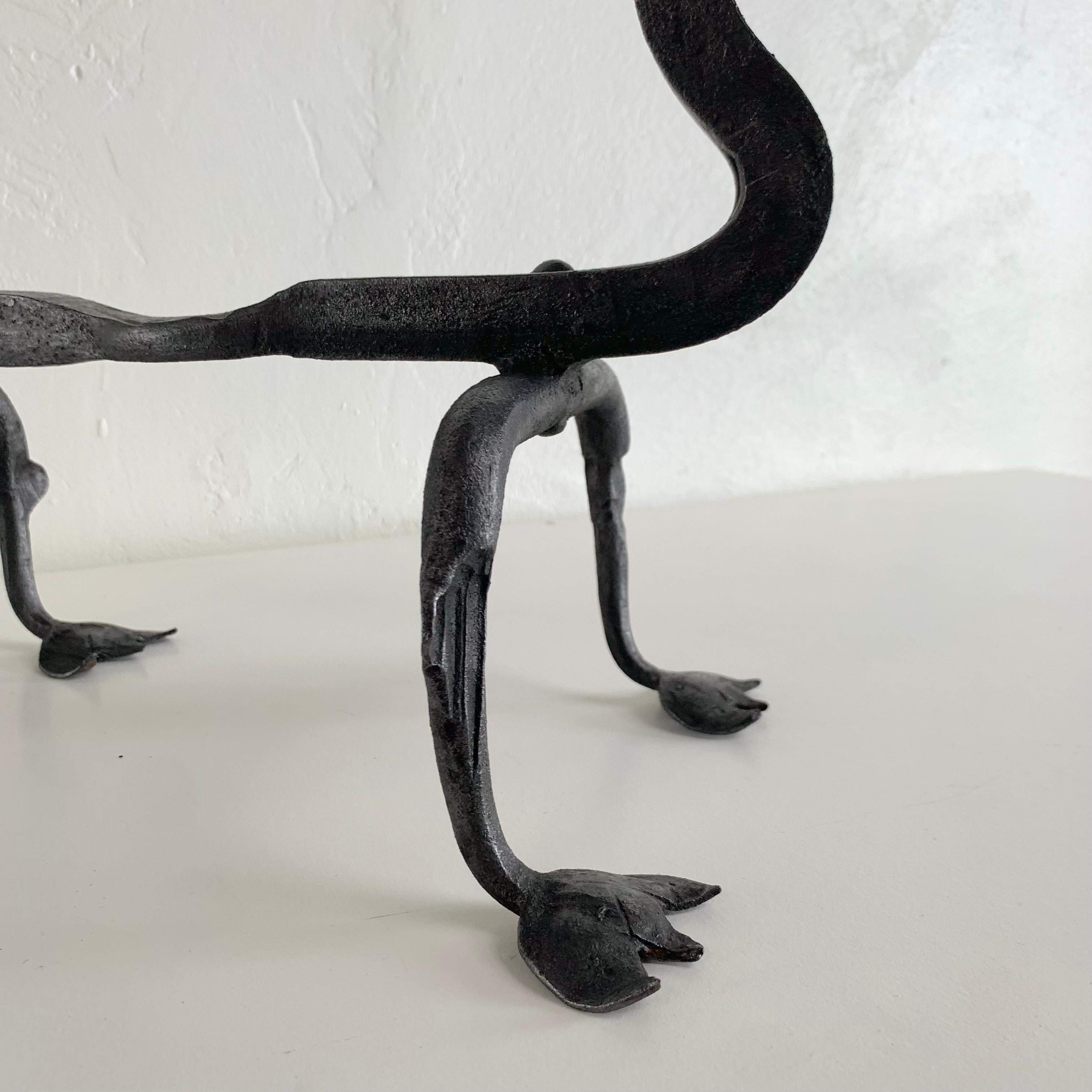 Sculptural Wrought Iron Pair Of Dragons Andirons, circa 1910, United States. For Sale 1
