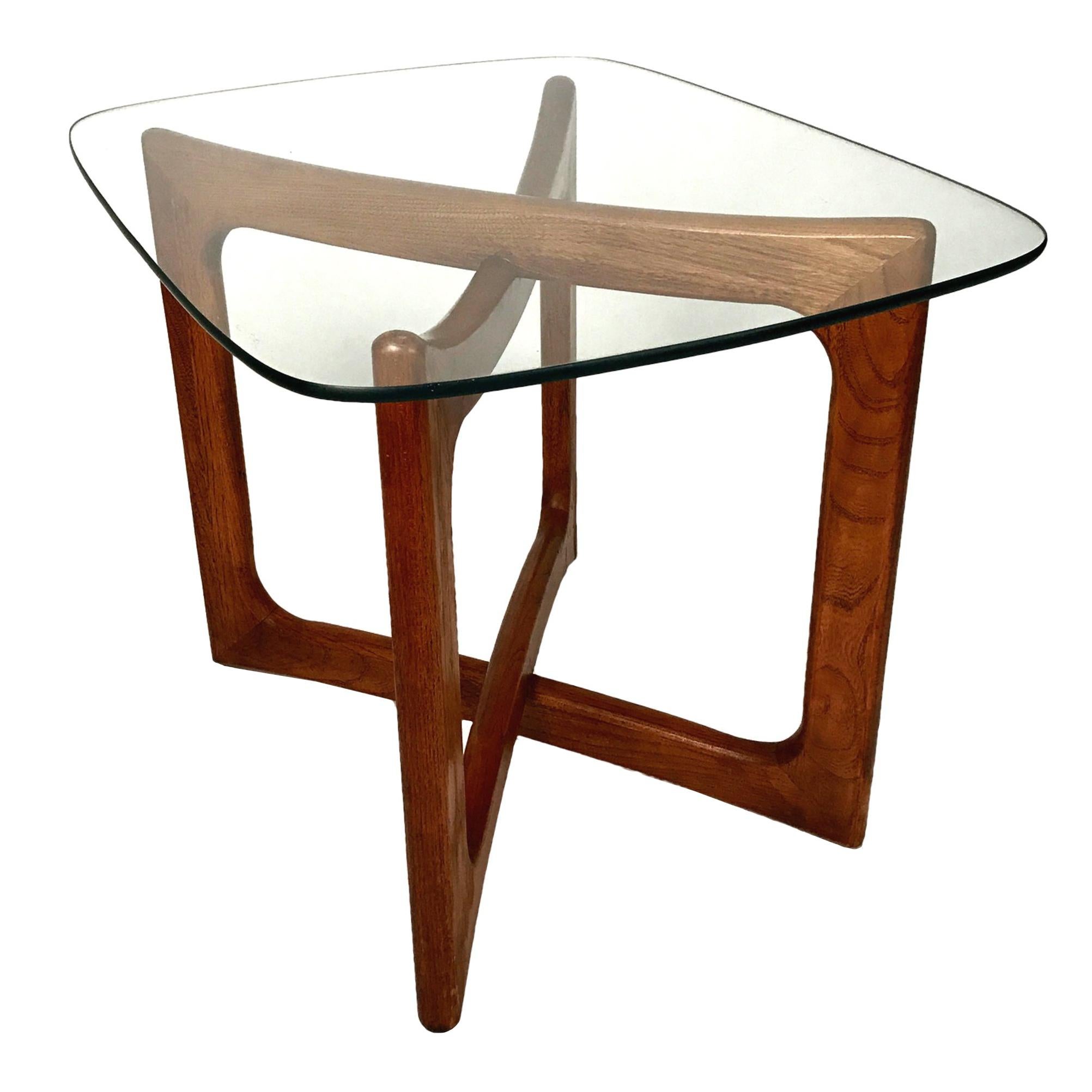 Sculptural X-Base Adrian Pearsall for Craft Associates Walnut and Glass Table