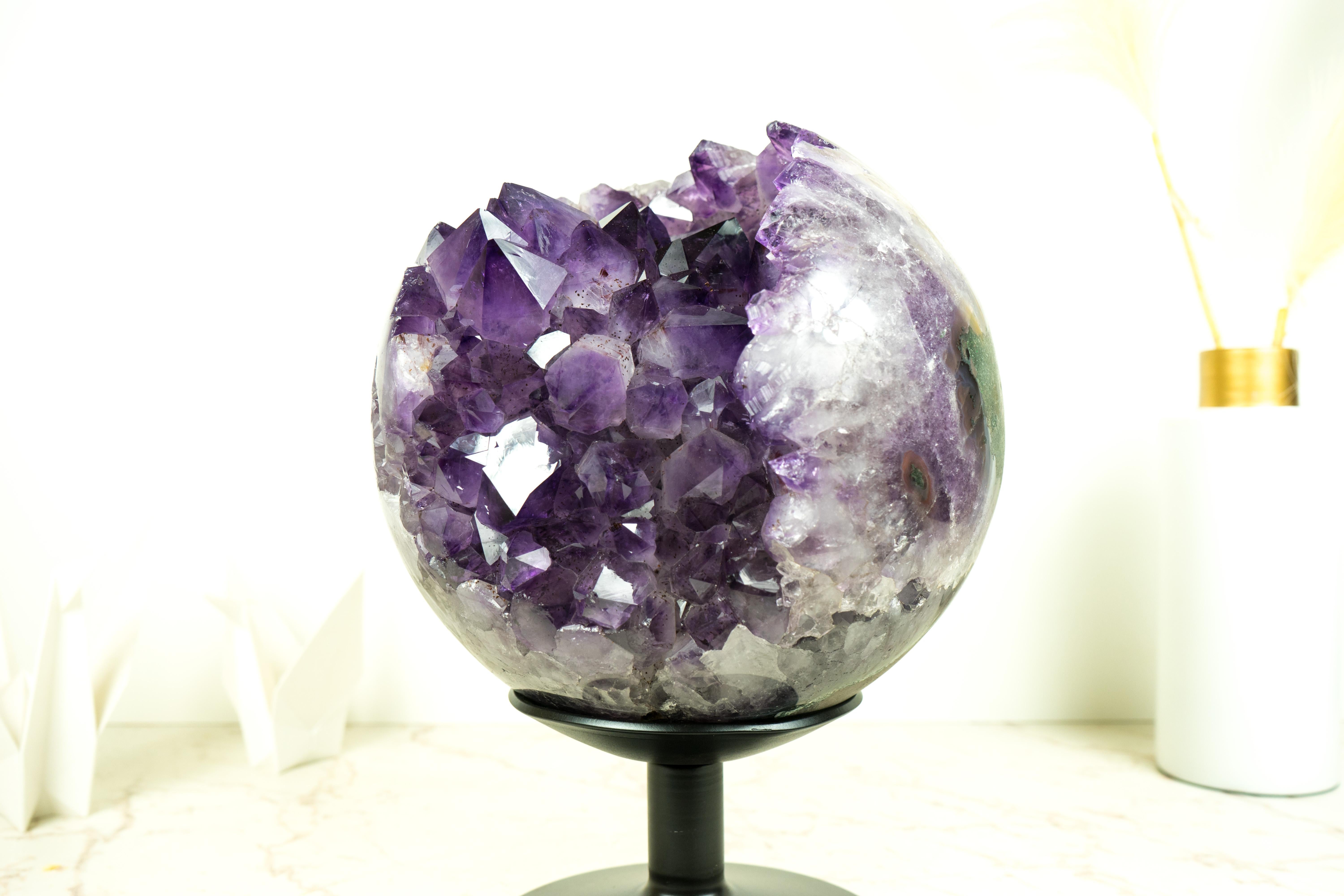 Sculptural X-Large Amethyst Sphere, Luxurious Deep Purple Crystal Ball 6