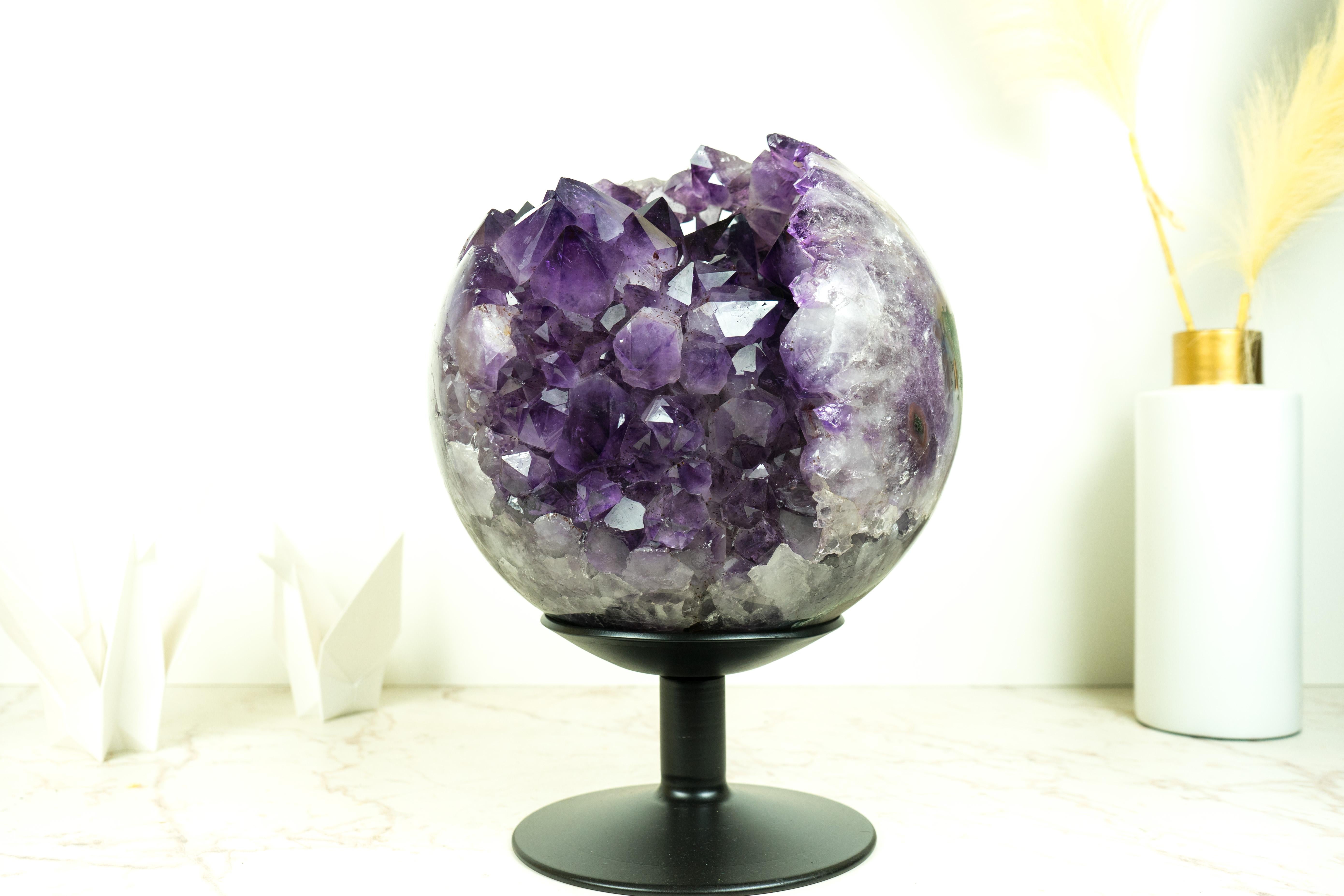 Sculptural X-Large Amethyst Sphere, Luxurious Deep Purple Crystal Ball 7