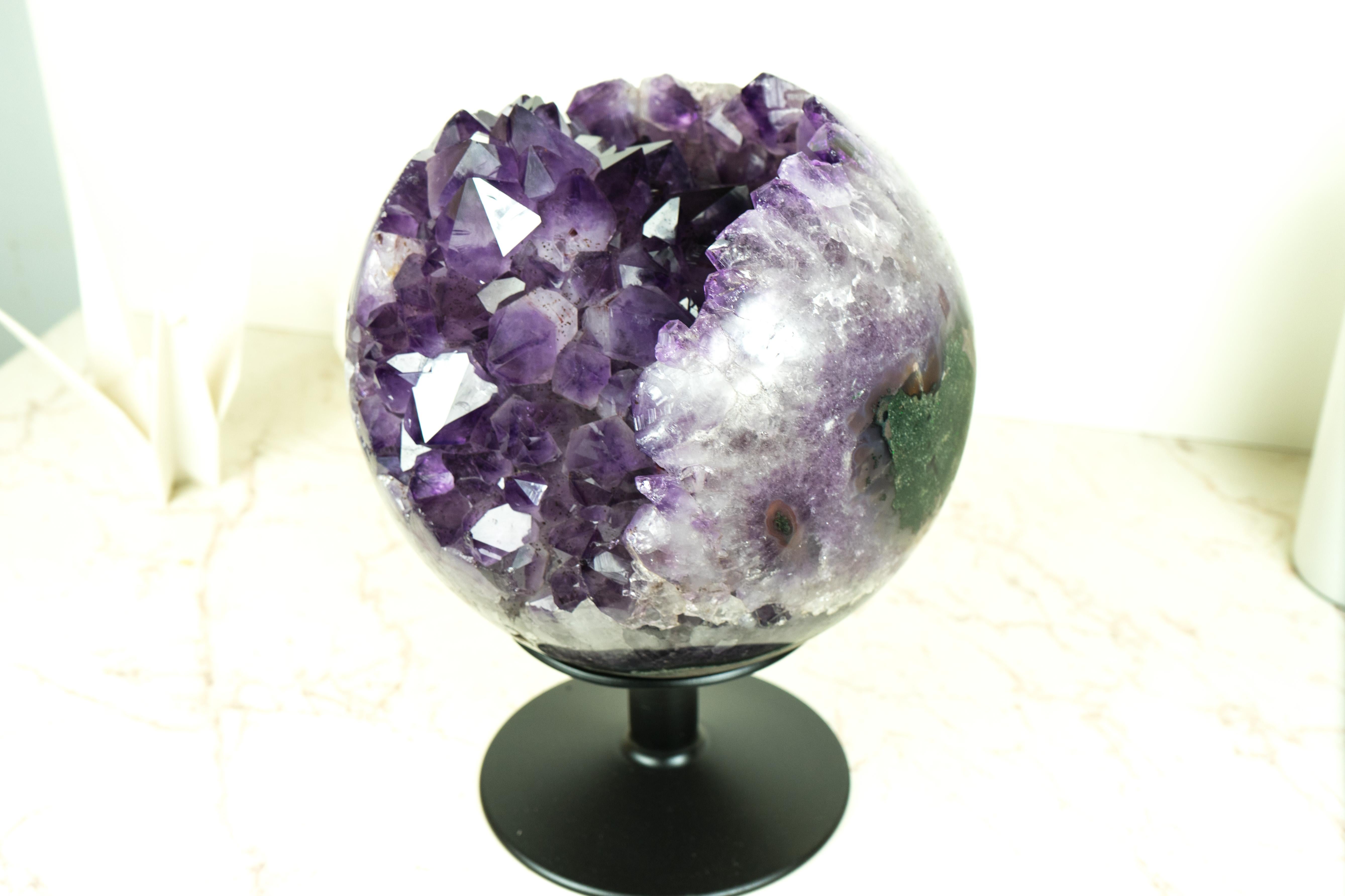 Sculptural X-Large Amethyst Sphere, Luxurious Deep Purple Crystal Ball 11