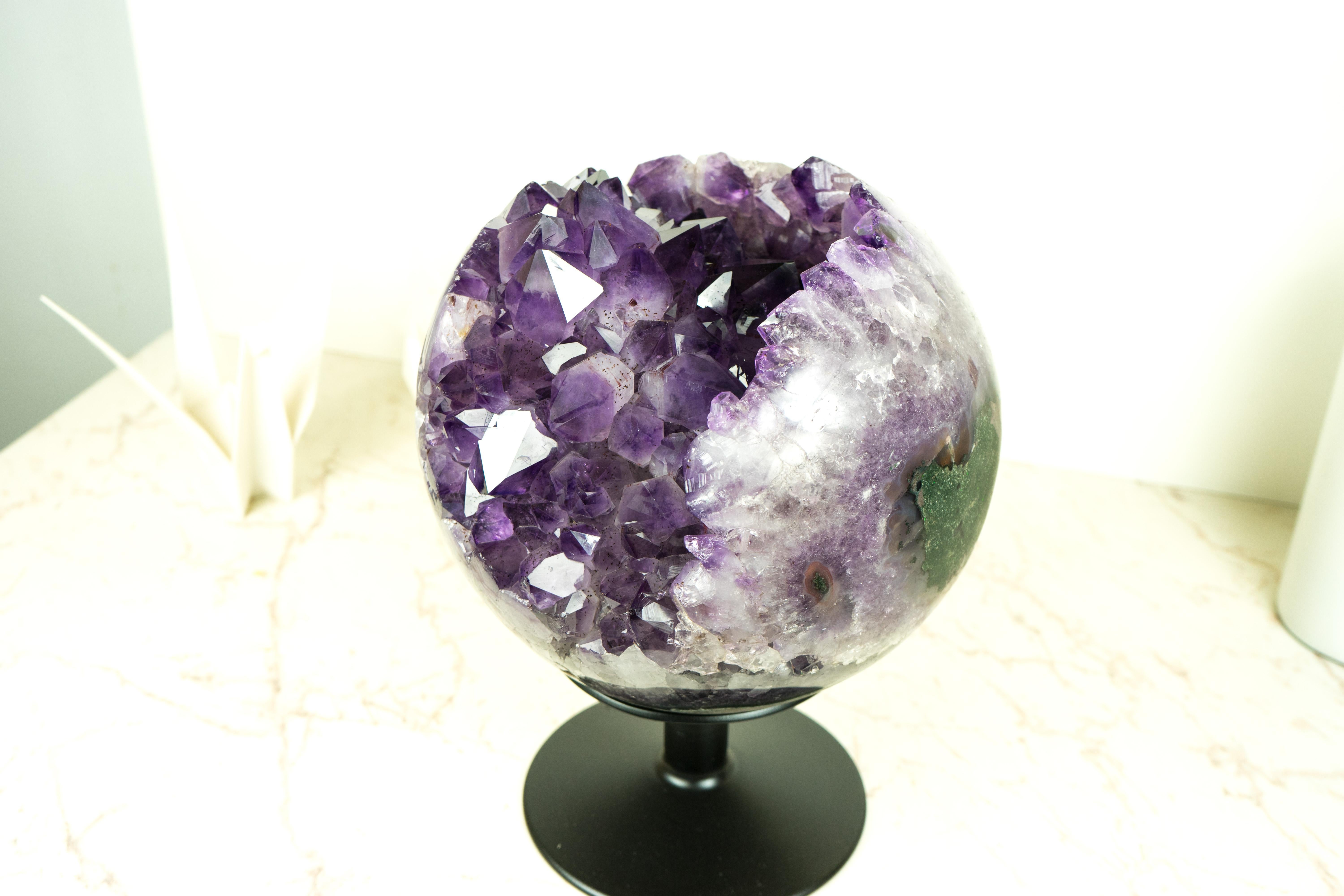 Sculptural X-Large Amethyst Sphere, Luxurious Deep Purple Crystal Ball 12