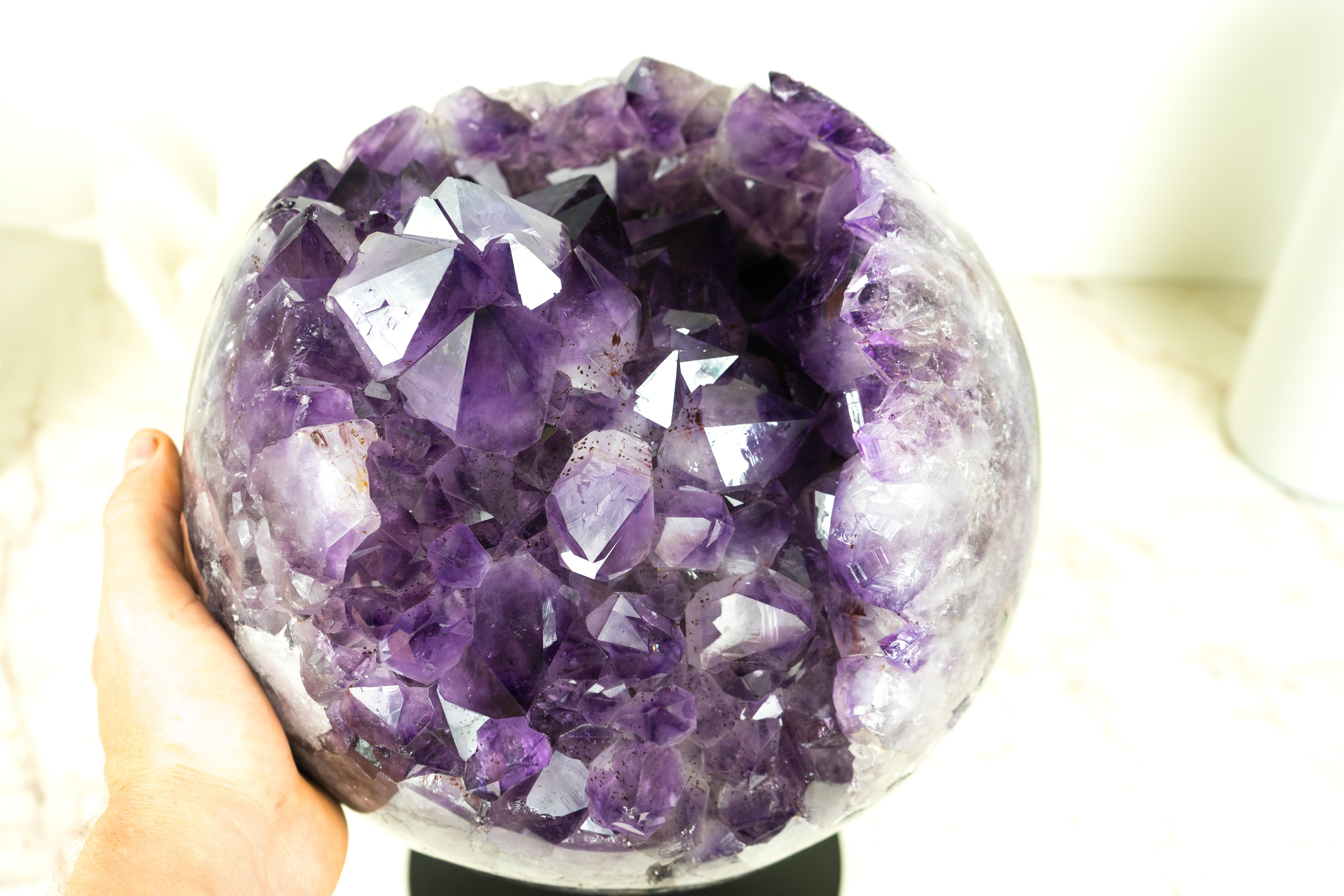Sculptural X-Large Amethyst Sphere, Luxurious Deep Purple Crystal Ball 13
