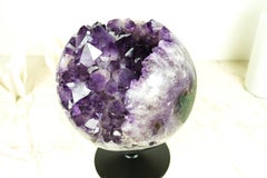 Sculptural X-Large Amethyst Sphere, Luxurious Deep Purple Crystal Ball