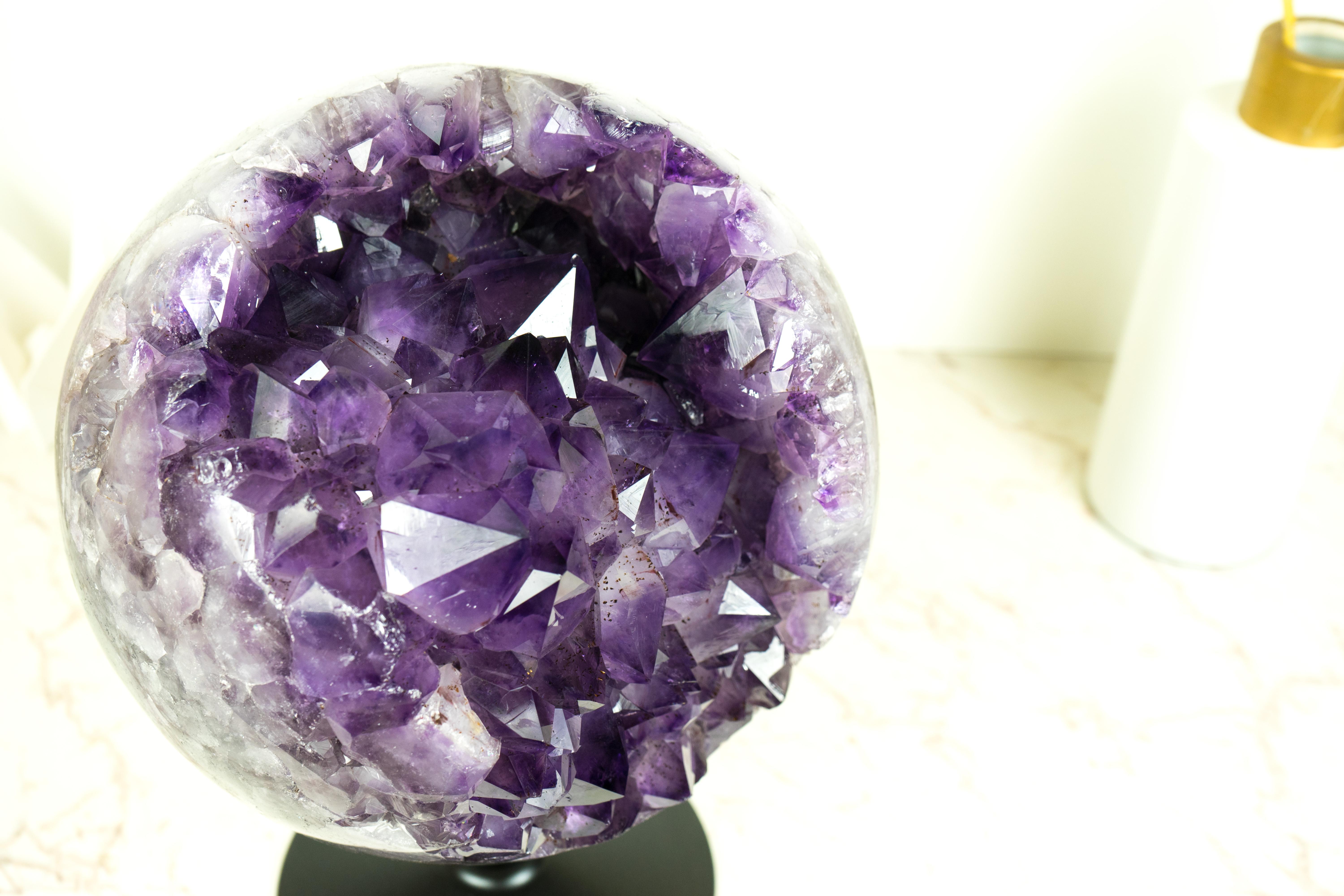 Brazilian Sculptural X-Large Amethyst Sphere, Luxurious Deep Purple Crystal Ball