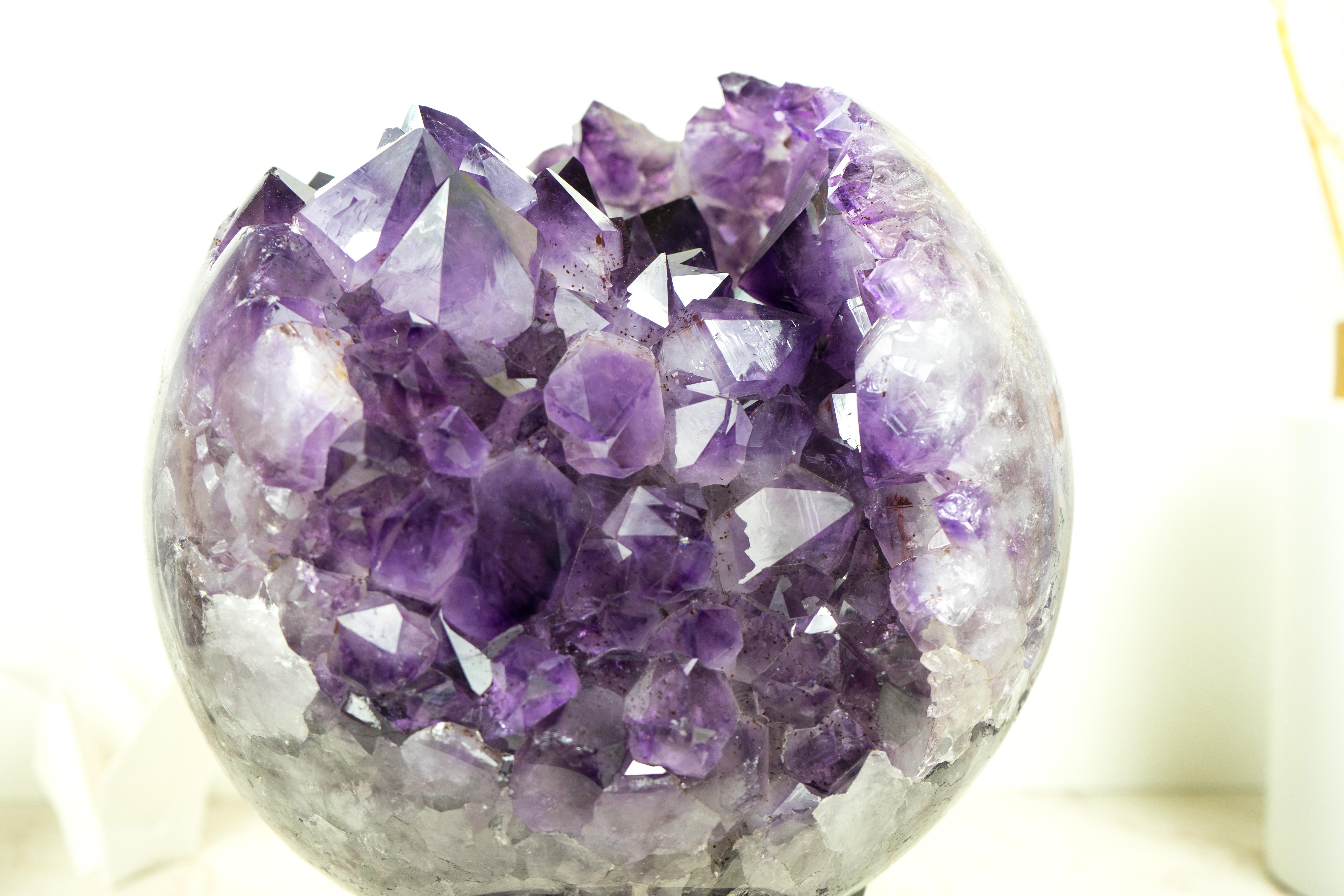 Sculptural X-Large Amethyst Sphere, Luxurious Deep Purple Crystal Ball 3