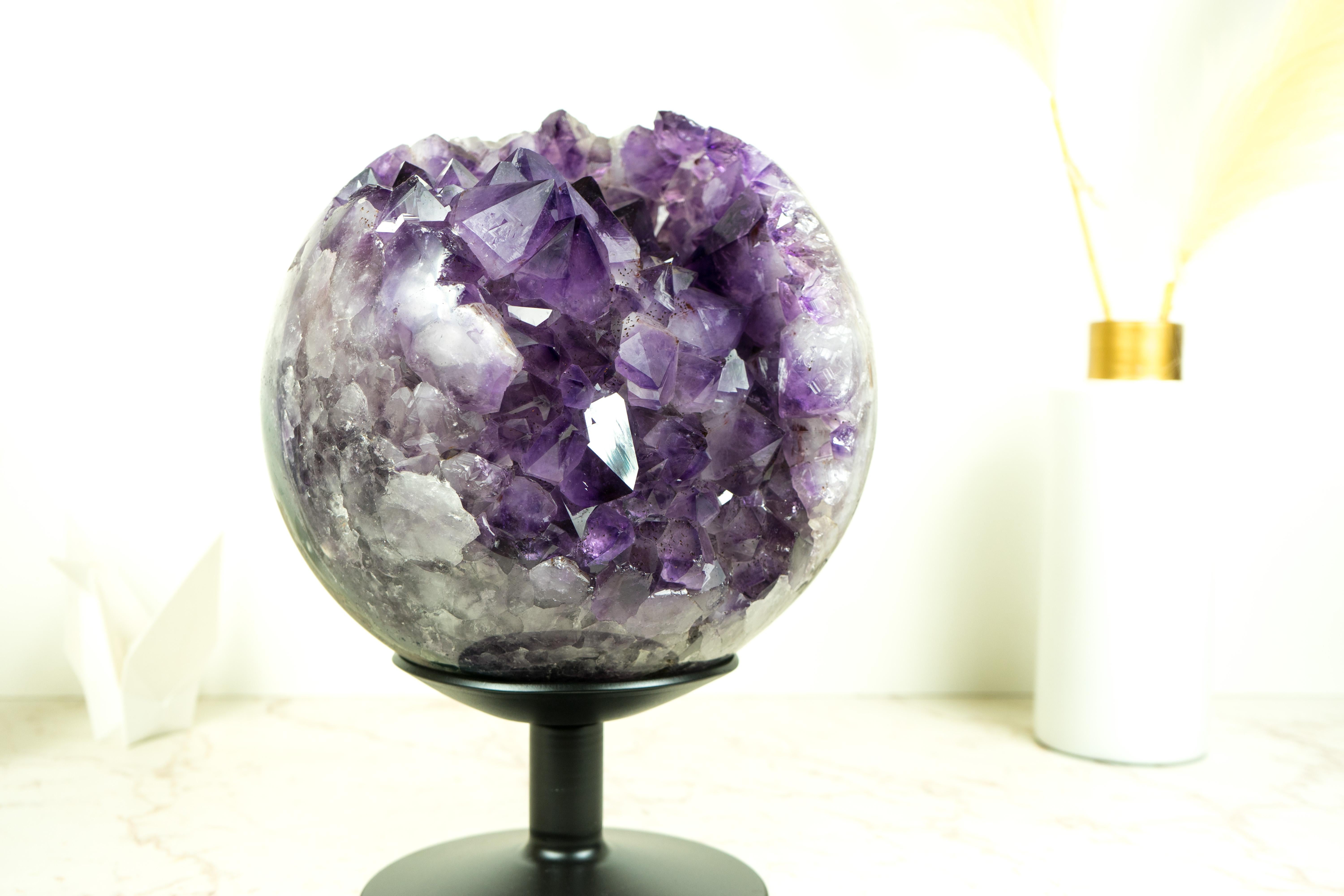 Sculptural X-Large Amethyst Sphere, Luxurious Deep Purple Crystal Ball 4