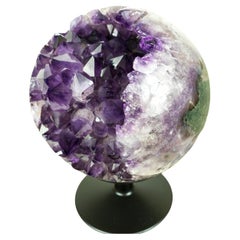 Sculptural X-Large Amethyst Sphere, Luxurious Deep Purple Crystal Ball