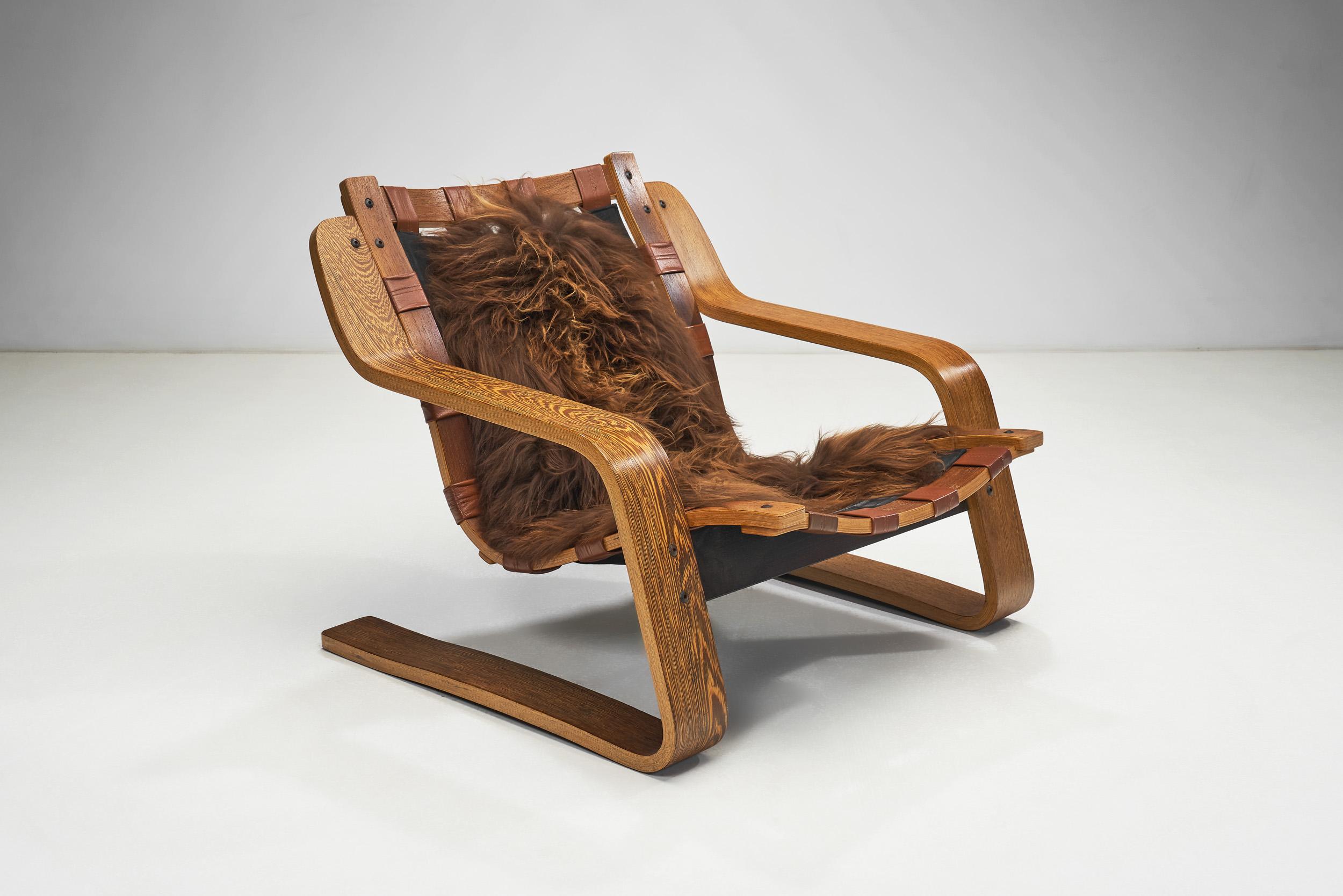 Sculptural Zebrano Plywood Lounge Chair, The Netherlands 1970s For Sale 3