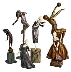 Sculpture Art déco en bronze de Josef Lorenzl, 1920, « Danseuse élégante »