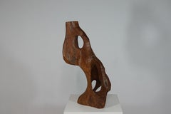 Sculpture abstraite de forme libre en bois d’olivier France vers 1960
