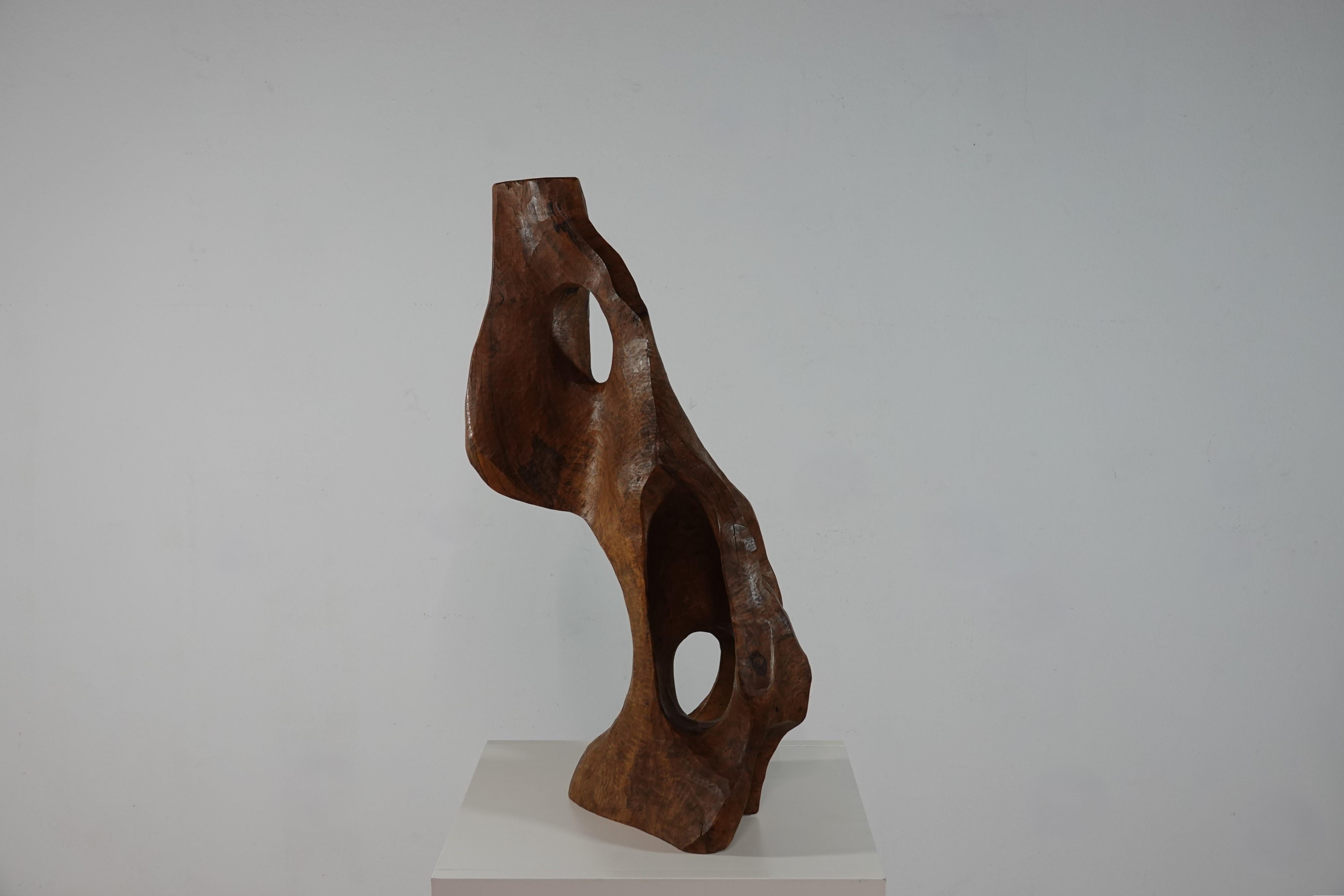 Post-Modern Sculpture abstraite de forme libre en bois d’olivier France vers 1960 For Sale