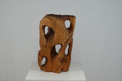 Abstrakte Skulptur aus Palmenholz. Travail français des années 1960.